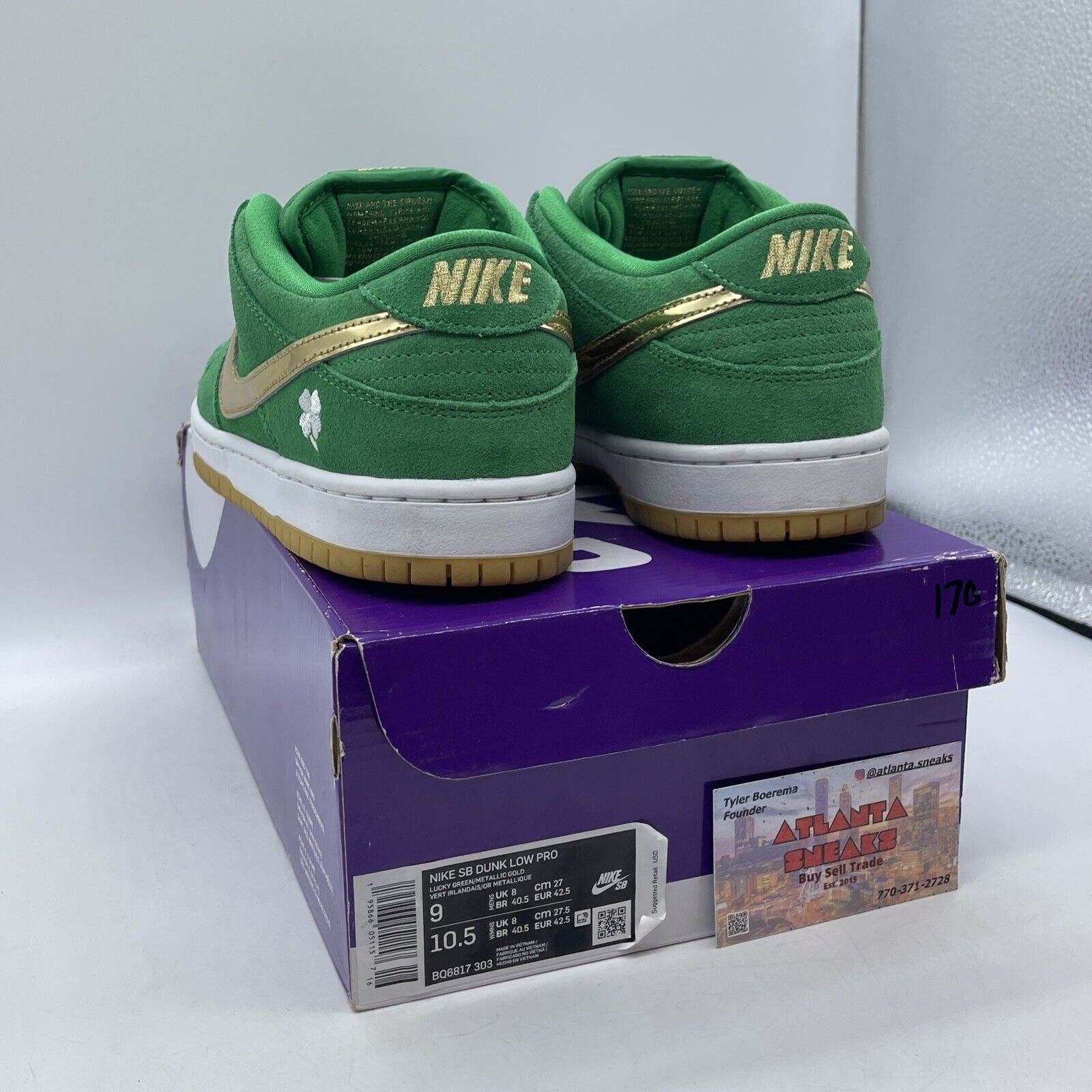 Size 9 - Nike SB Dunk Low Pro St. Patrick's Day Green Suede (BQ6817-303)