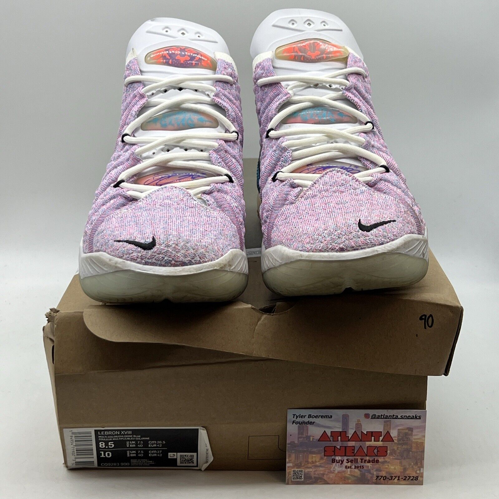 Size 8.5 - Nike LeBron 18 Graffiti Purple Black White (CQ9283-900)