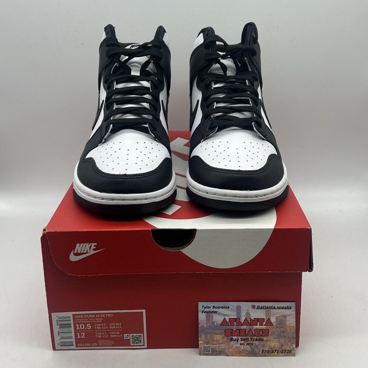 Size 10.5 - Nike Dunk High Black White Brand New Og All