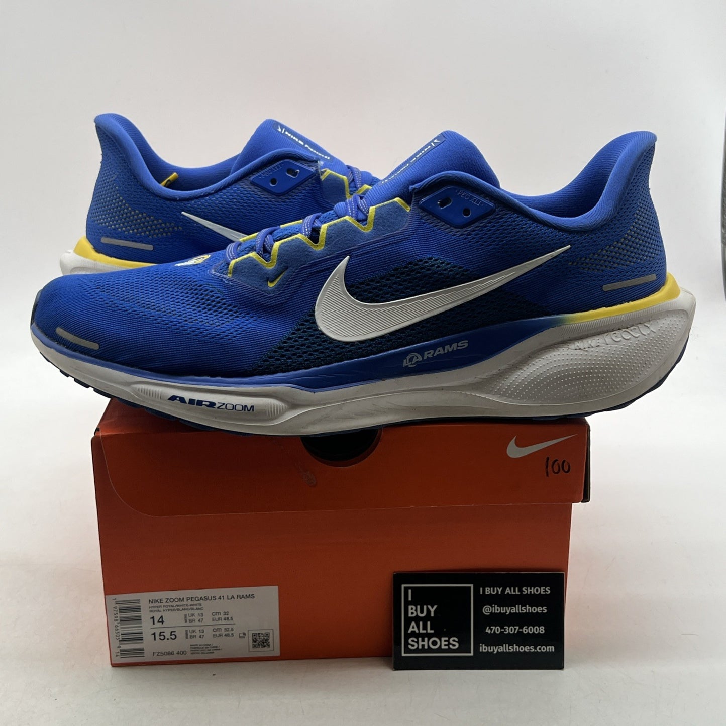 Size 14 - Nike Air Zoom Pegasus 41 Los Angeles Rams Unisex (FZ5086-400)