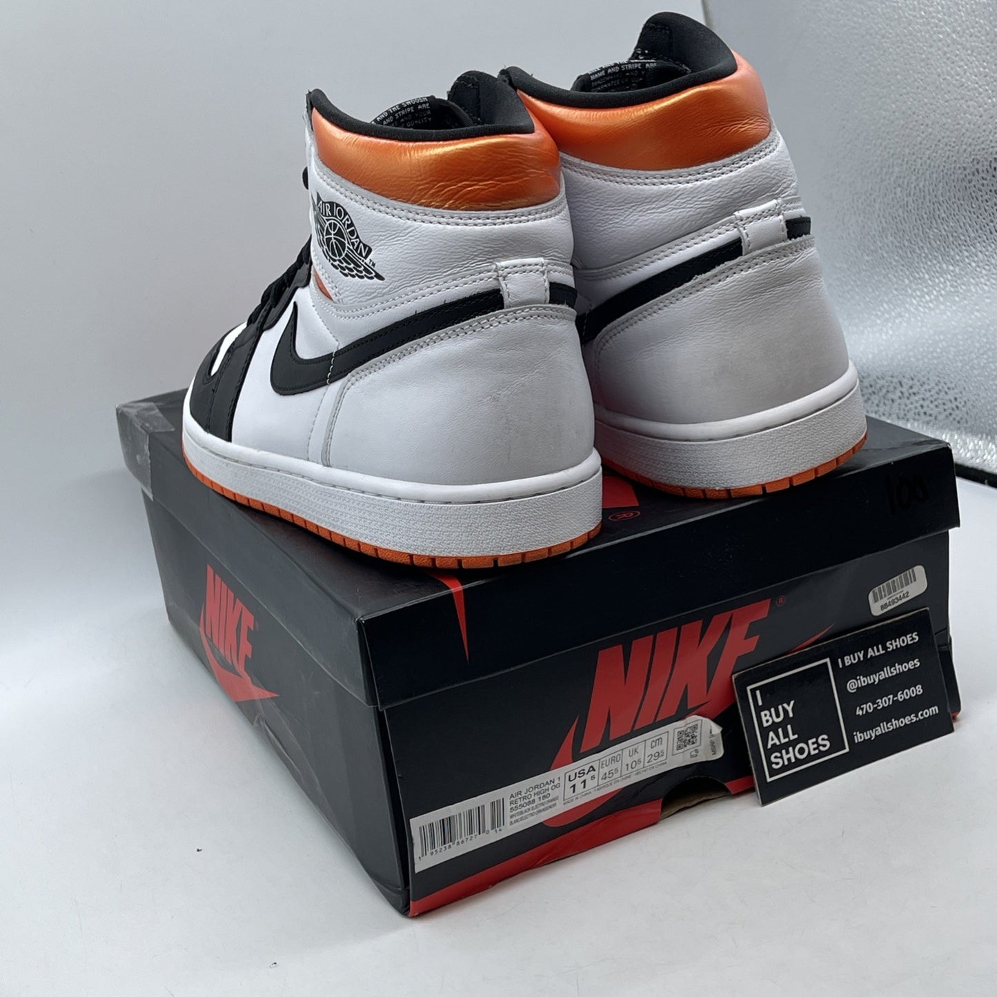 Size 11.5 - Jordan 1 Retro High Electro Orange White Black Leather (555088-180)