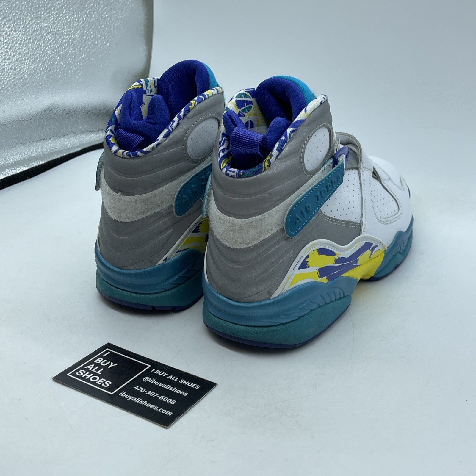 Size 9.5W - Air Jordan 8 Retro White Aqua Grey Blue Leather (CI1236-100)
