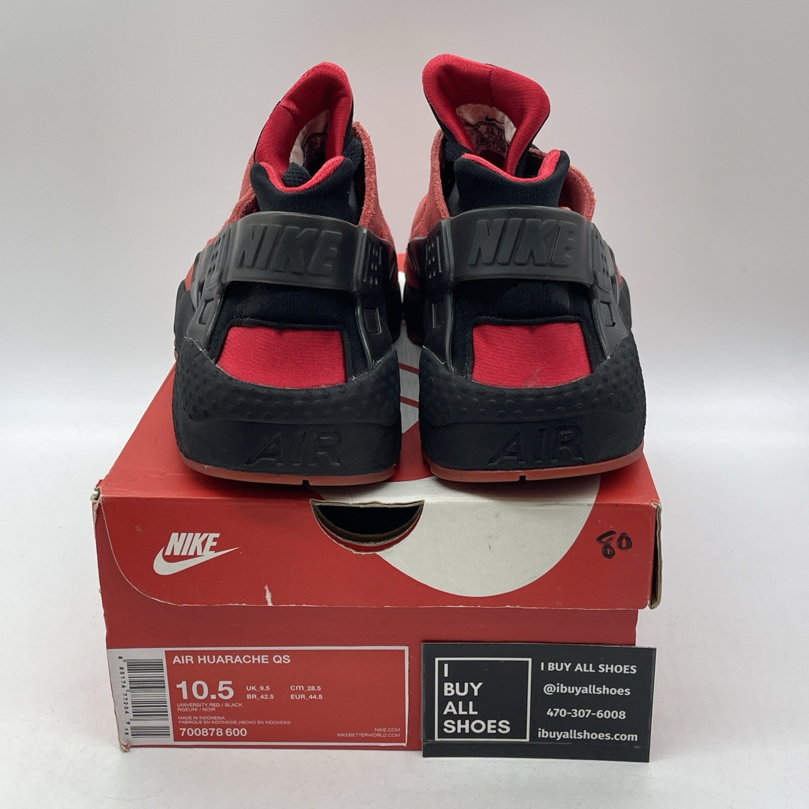 Size 10.5 - Nike Air Huarache Qs Love Hate Red Black Suede (700878-600)