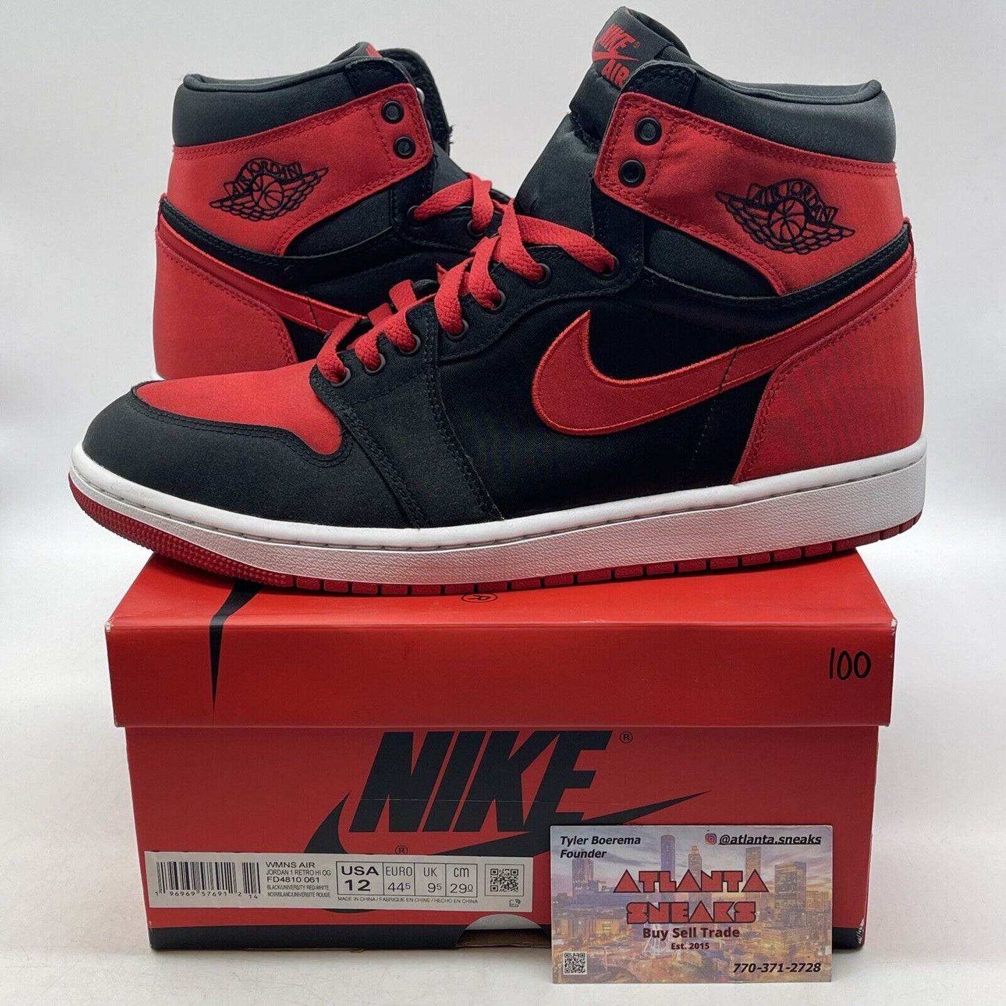 Size 12 W - Air Jordan 1 Retro OG 2023 High Satin Bred Red Black (FD4810-061)