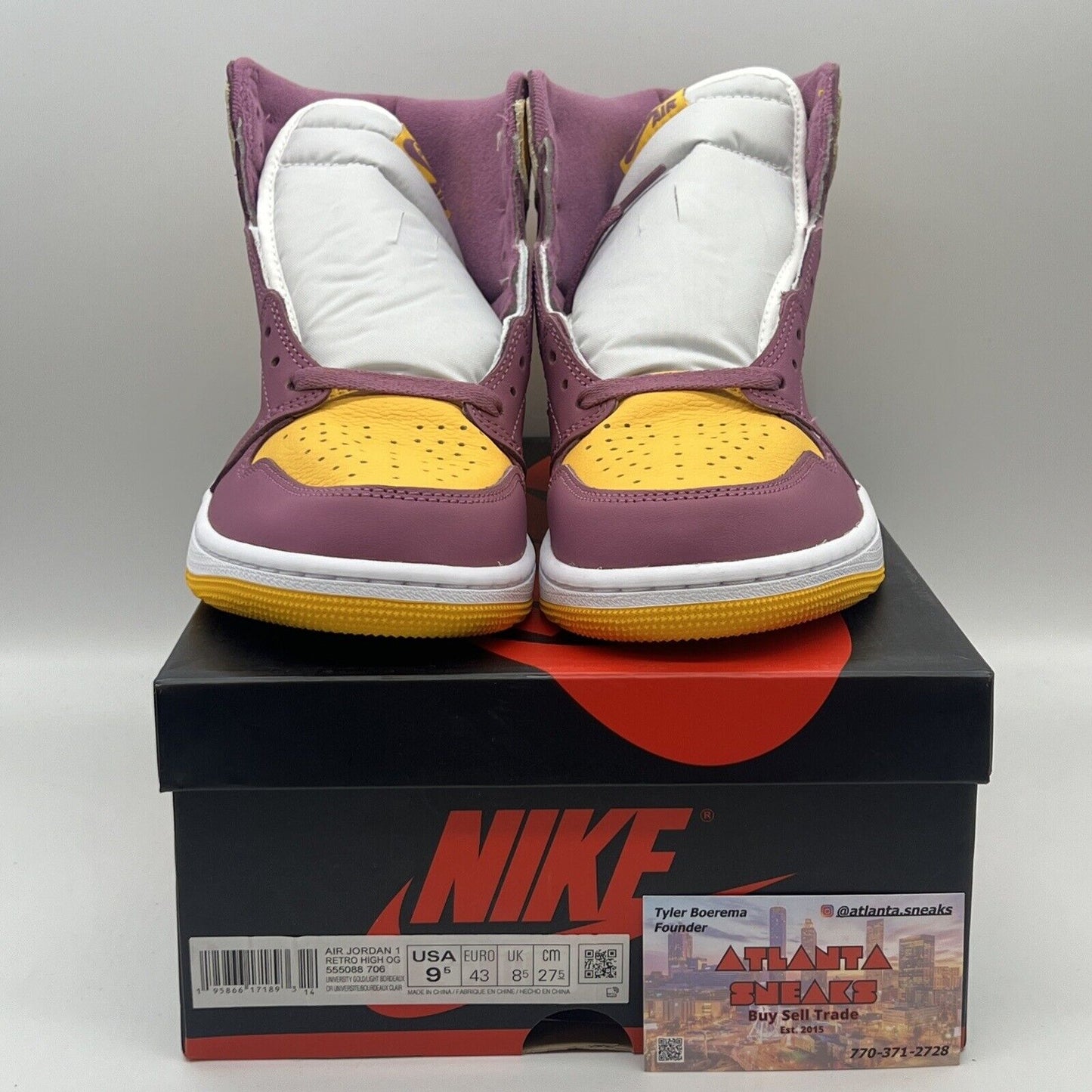 Size 9.5 - Jordan 1 Retro High OG Brotherhood 2022 Brand New Gold Bordeaux