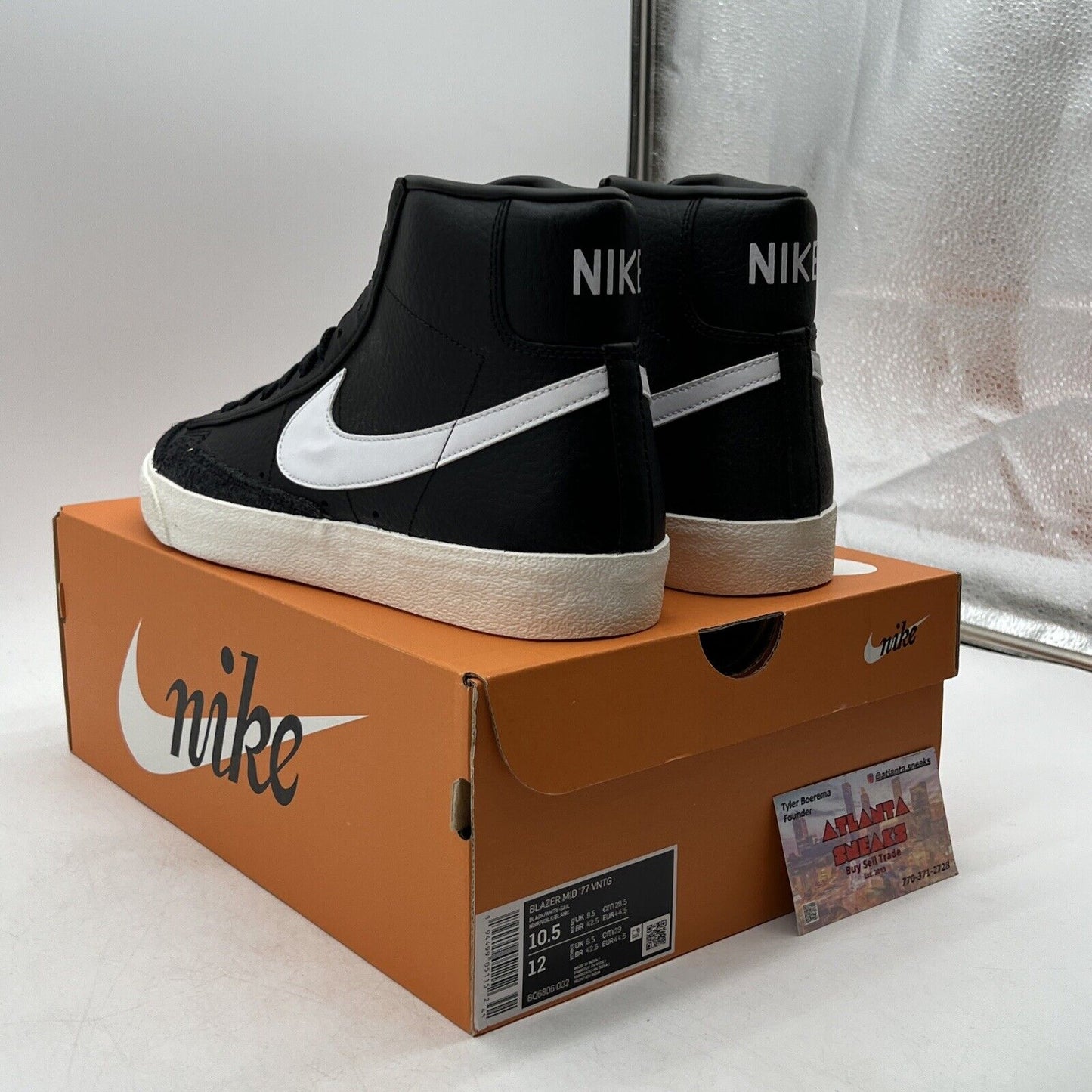Size 10.5 - Nike Blazer '77 Vintage Mid Black Sail Leather (BQ6806-002)