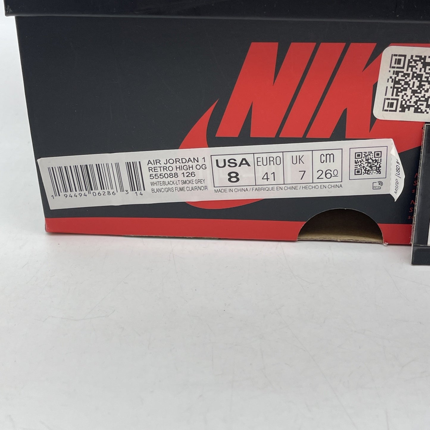 Size 8 - Jordan 1 Retro High OG Smoke Gray White Black Suede (555088-126)