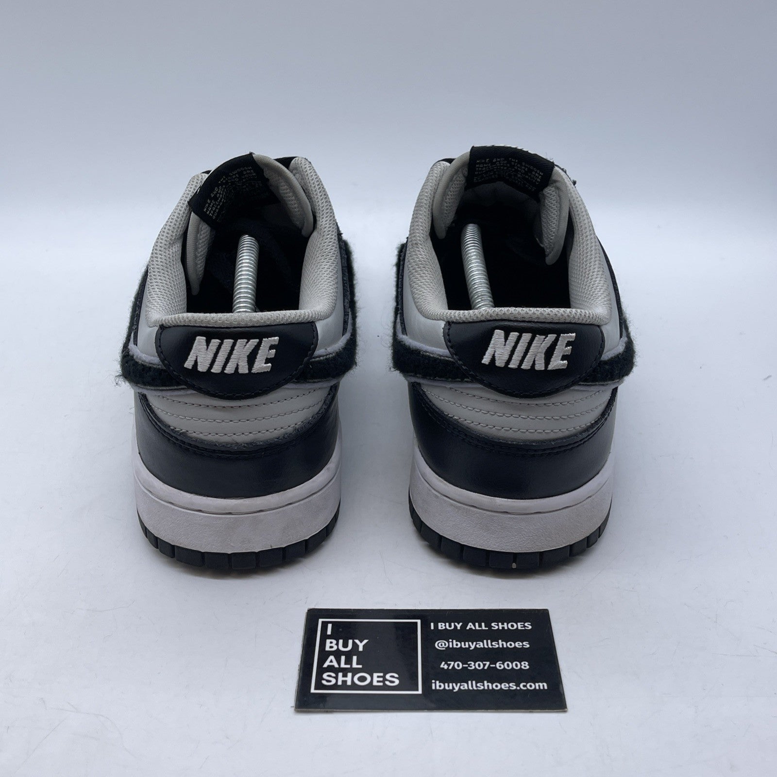 Size 12.5 - Nike Dunk Low Chenille Swoosh  Black Grey Fog Leather (DQ7683-001)