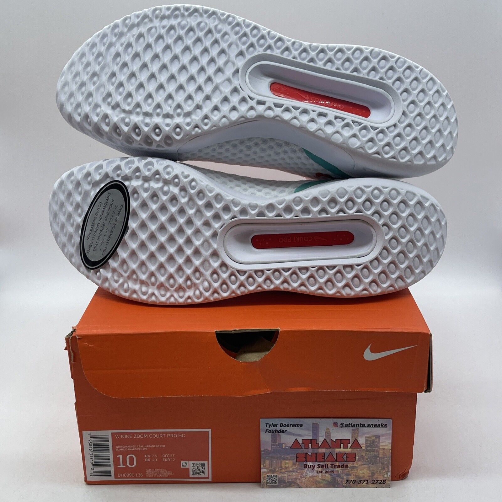 Size 10W - NikeCourt Zoom Pro White Washed Teal Blue Red Suede (DH0990-136)