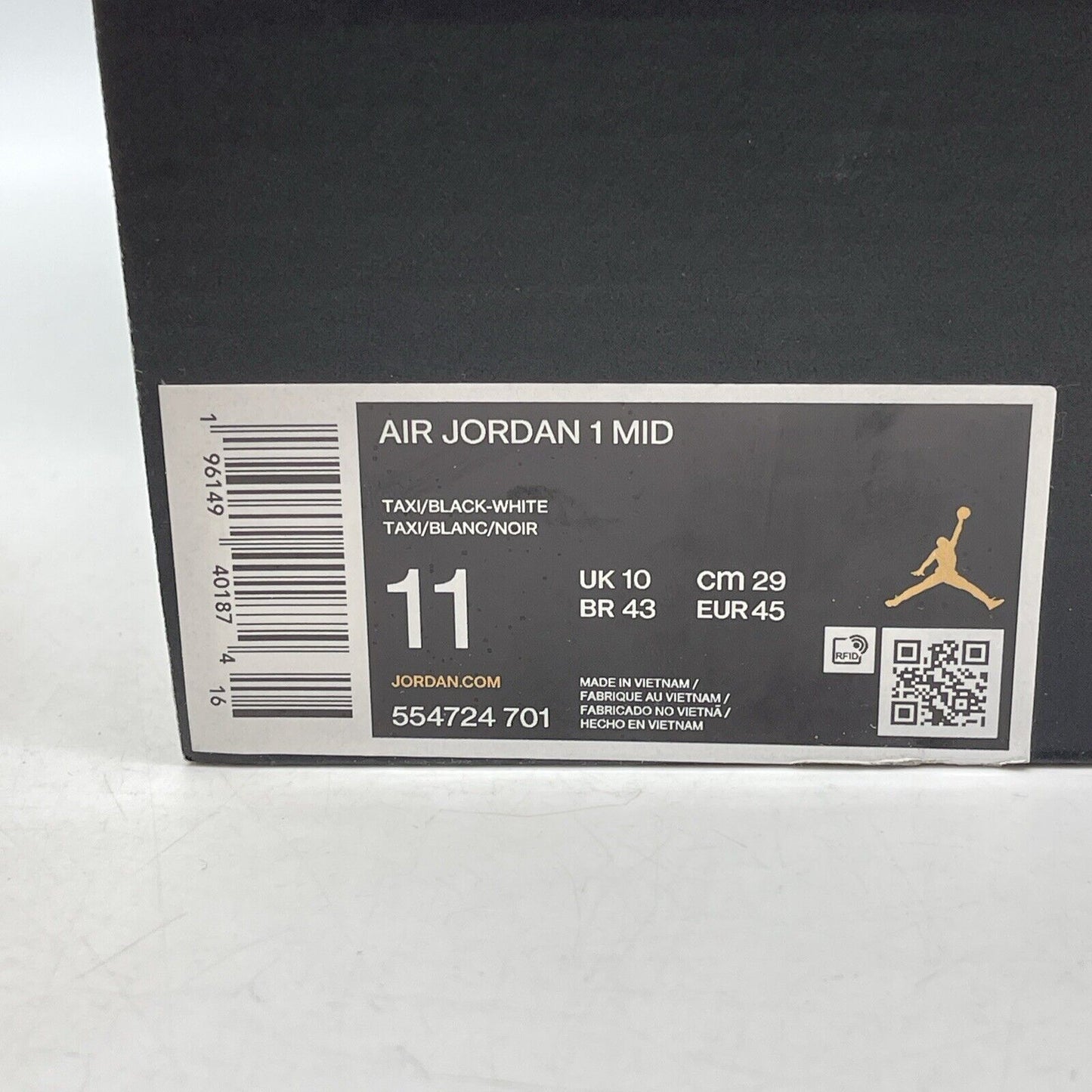 Size 11 - Jordan 1 Mid Taxi Yellow Black White Leather (554724-701)