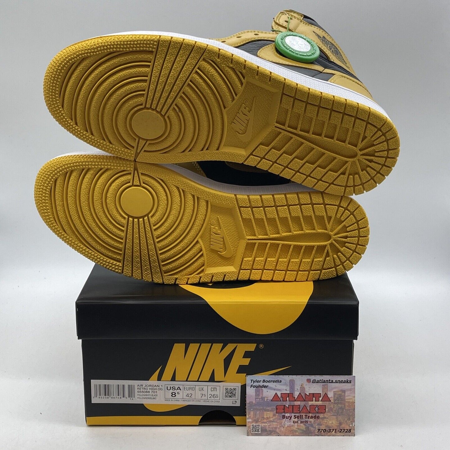 Size 8.5 - Jordan 1 Retro OG High Pollen Yellow Black Leather (555088-701)