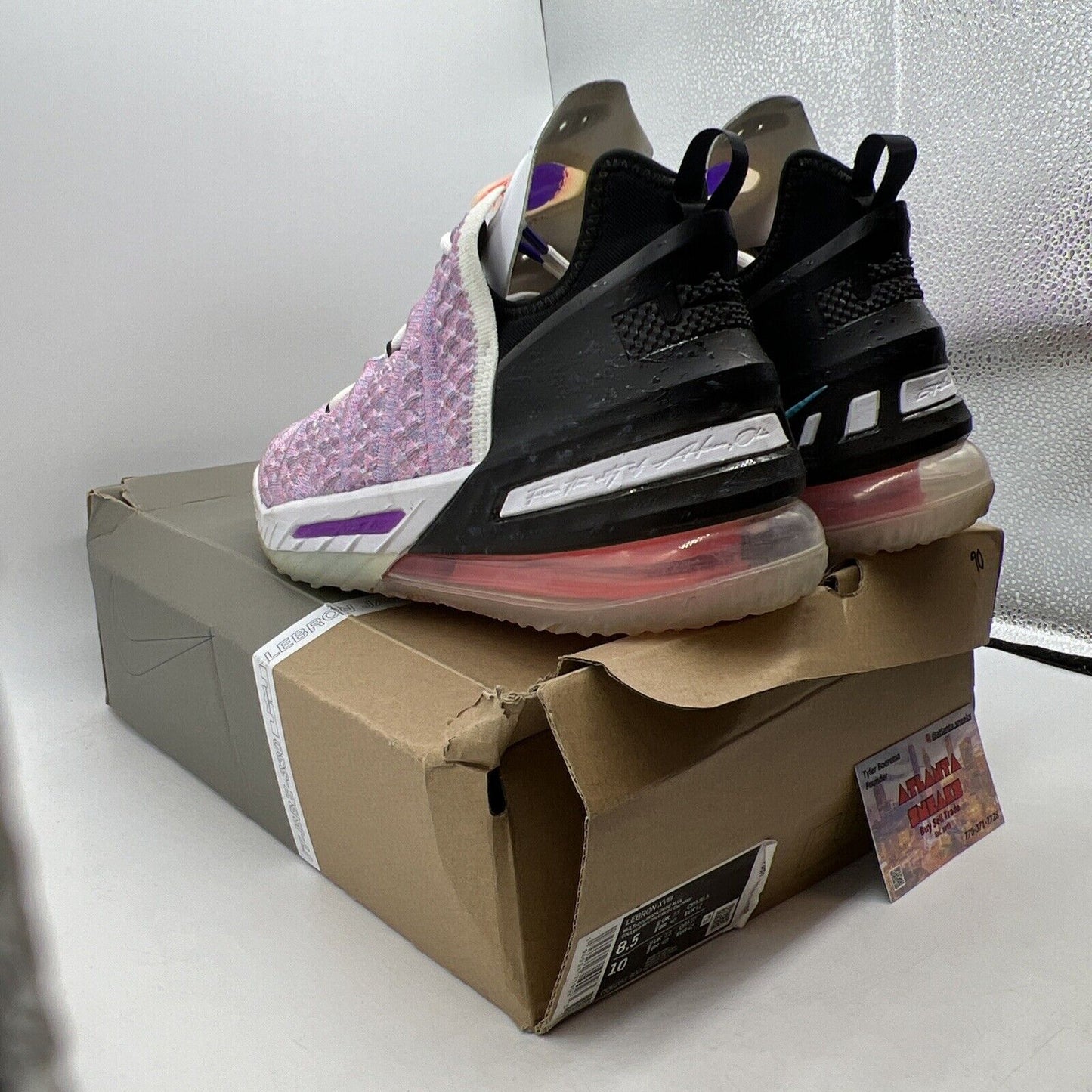 Size 8.5 - Nike LeBron 18 Graffiti Purple Black White (CQ9283-900)