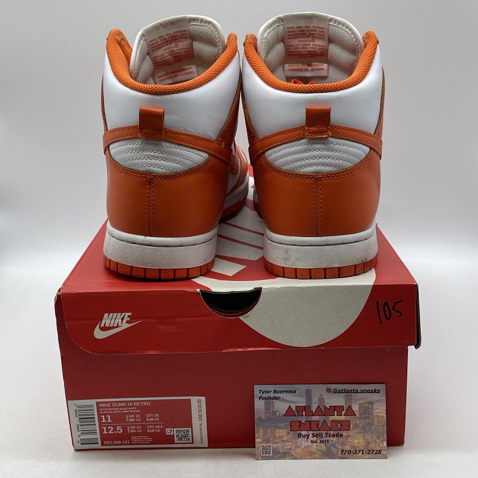 Size 11 - Nike Dunk SP 2021 High Syracuse Orange White Leather (DD1399-101)