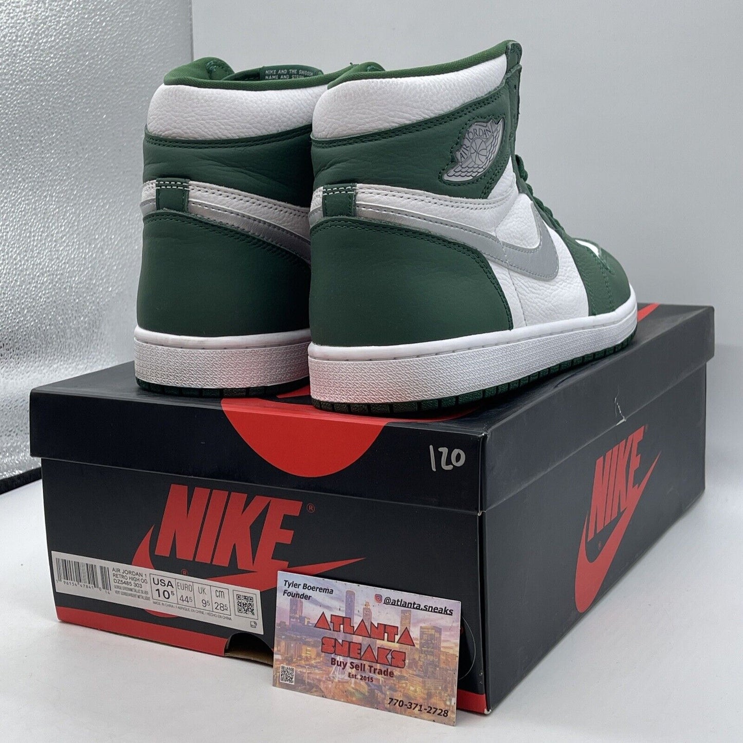 Size 10.5 - Jordan 1 Retro OG High Gorge Green White Silver Leather (DZ5485-303)