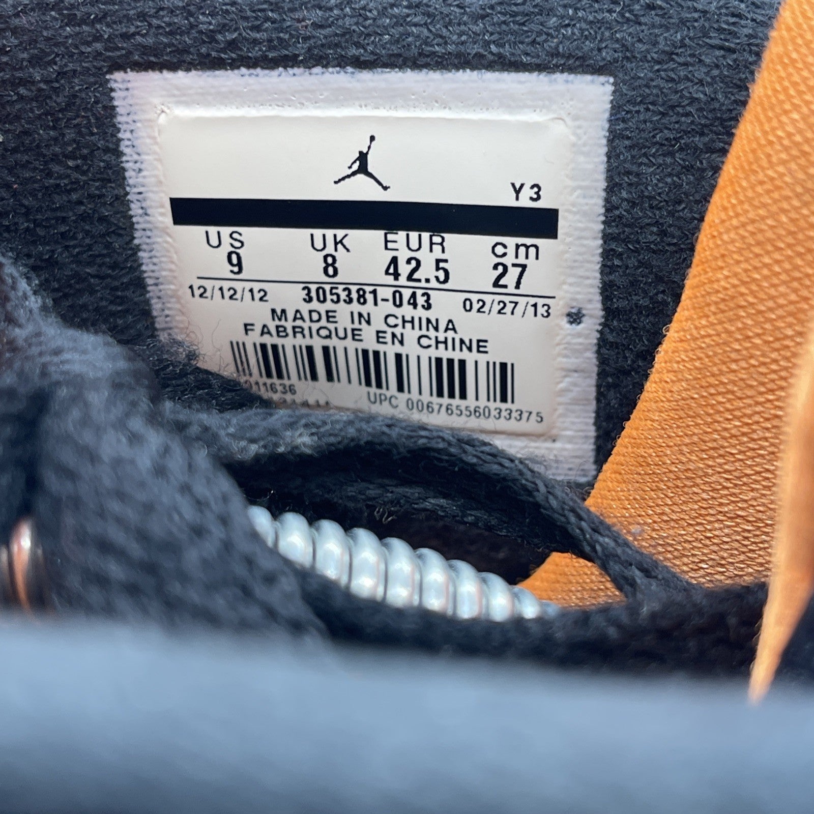 Size 9 - Air Jordan 8 Retro Phoenix Suns Black Grey Suede (305381-043)
