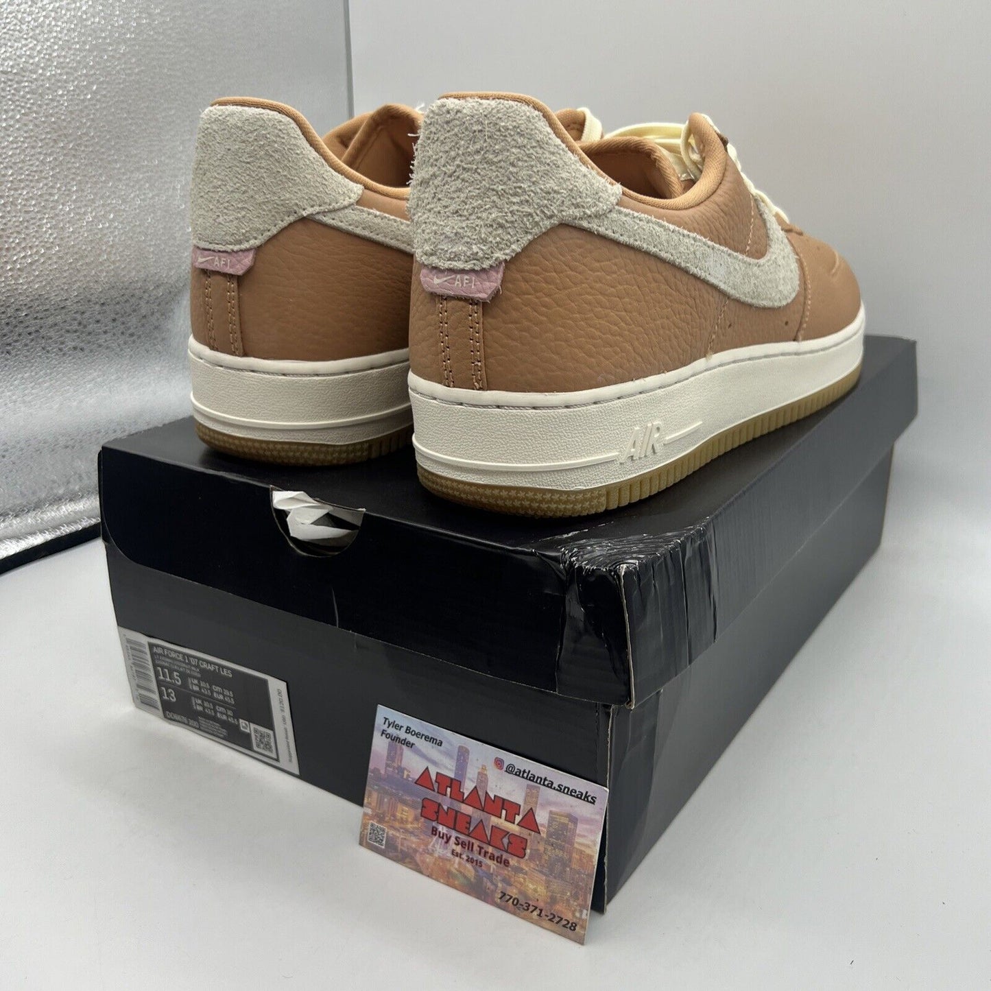 Size 11.5 - Nike Air Force 1 '07 Craft Light Cognac Brand New Og All