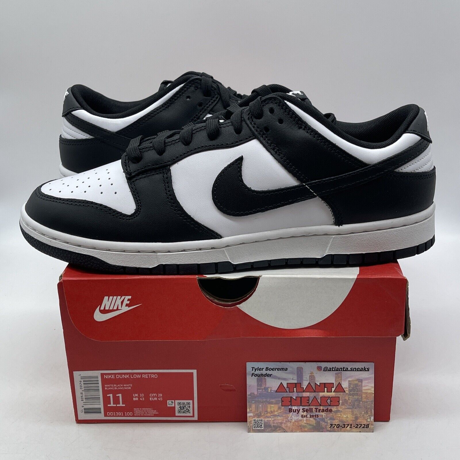 Size 11 - Nike Dunk Low Black White Leather (DD1391-100)