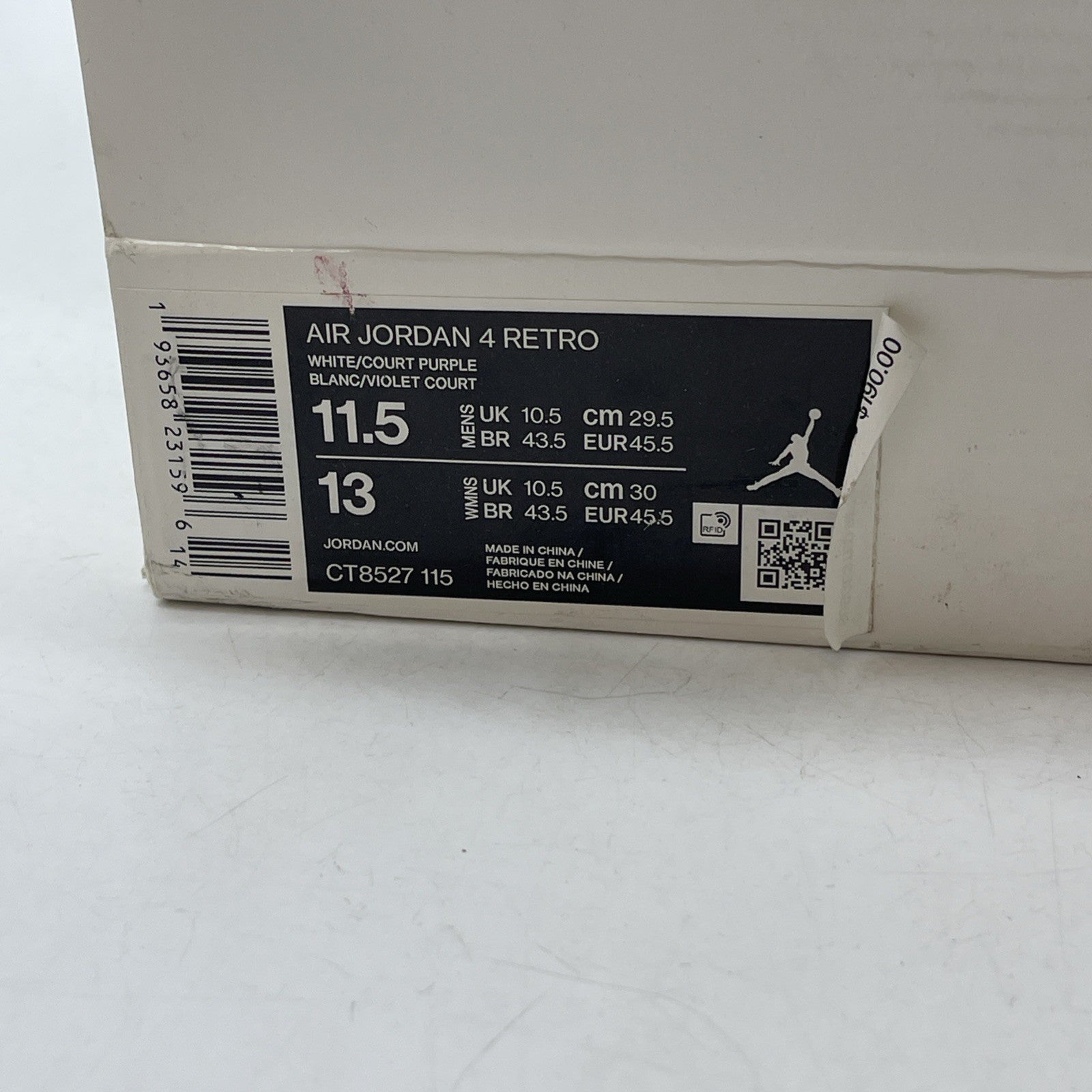 Size 11.5 - Air Jordan 4 Retro Mid Purple Metallic (CT8527-115)