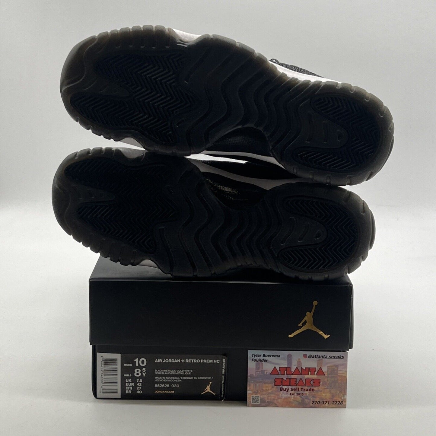 Size 8.5Y -Nike Air Jordan 11 XI Retro Premium 'Heiress' Black Gold (852625-030)