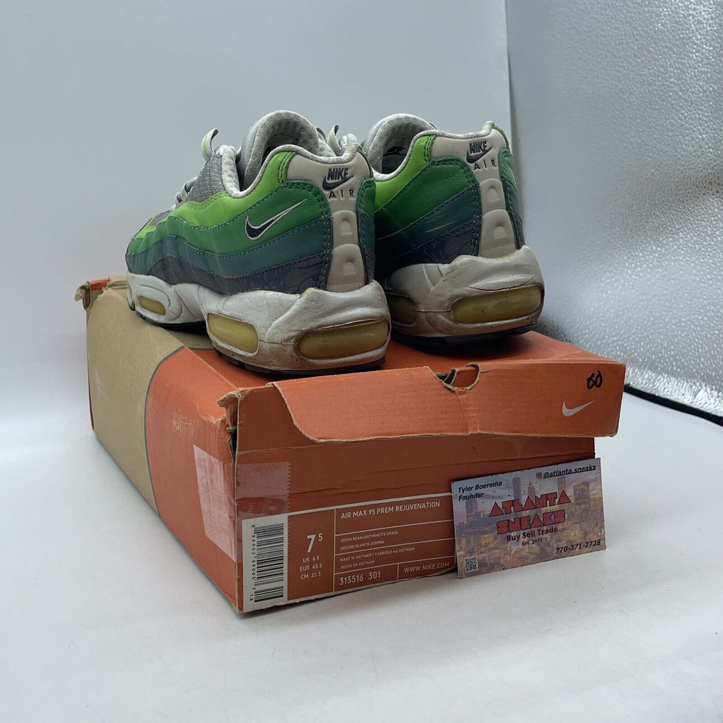 Size 7.5 - Nike Air Max 95 Premium Rejuvenation Green Leather (313516-301)