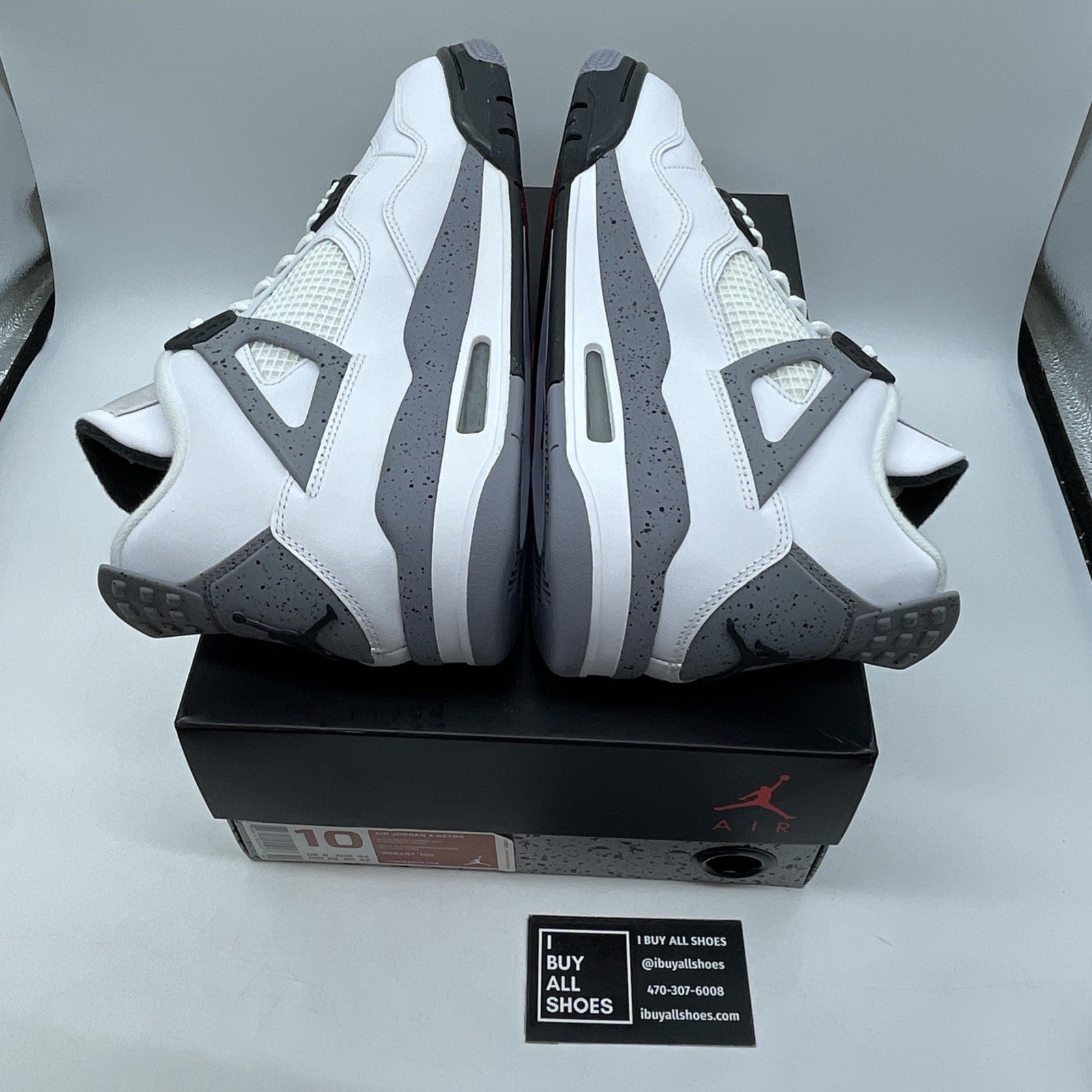 Size 10 - Jordan 4 Retro Cement 2012 Black White Leather (308497-103)