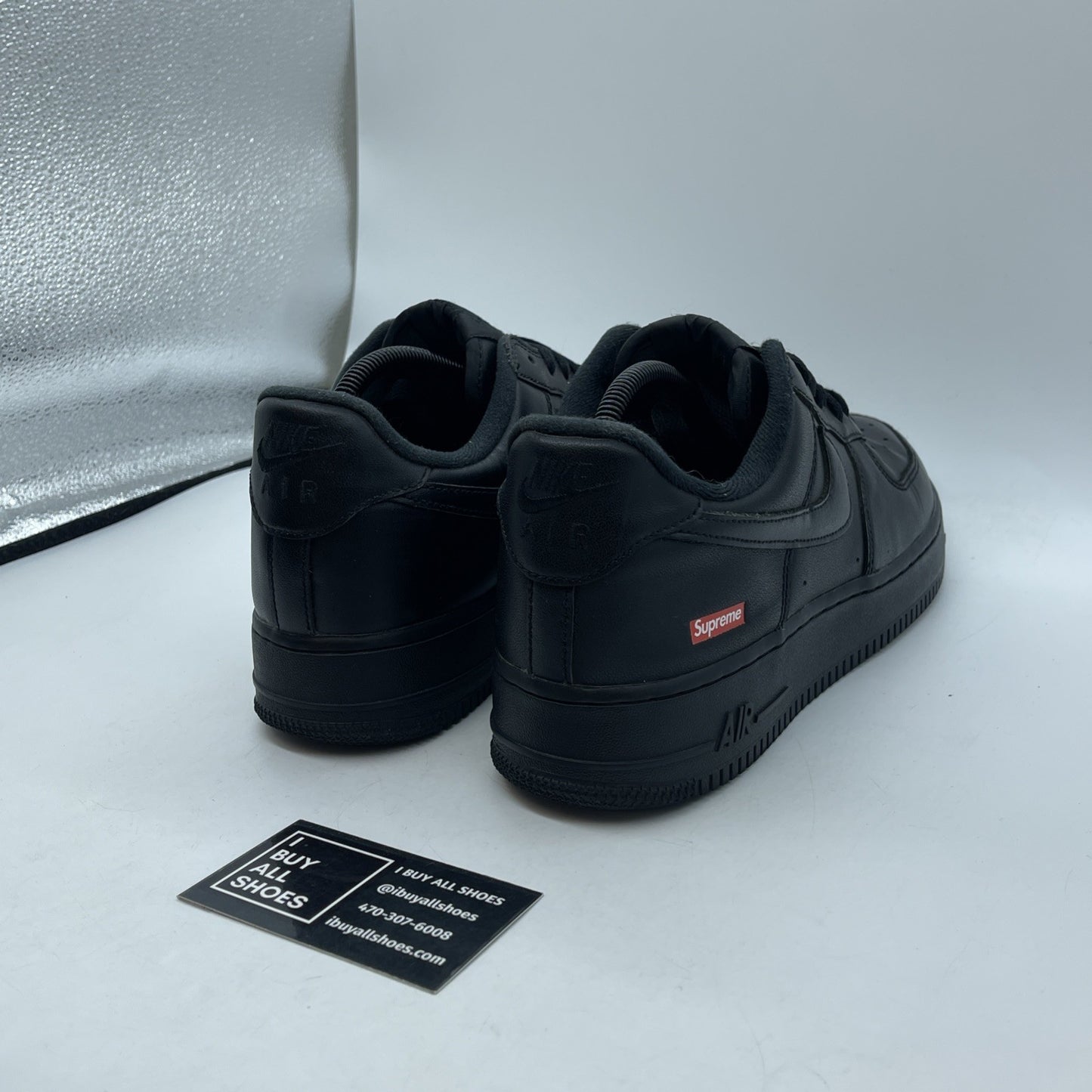 Size 9.5 - Nike Air Force 1 Low x Supreme Box Logo Black Leather (CU9225-001)
