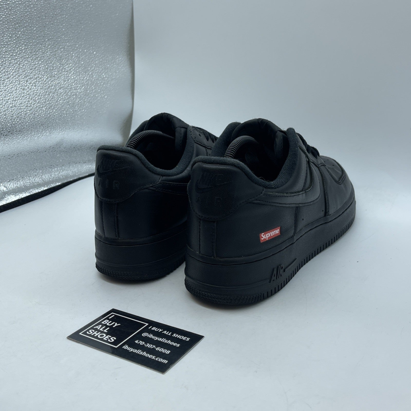 Size 9.5 - Nike Air Force 1 Low x Supreme Box Logo Black Leather (CU9225-001)