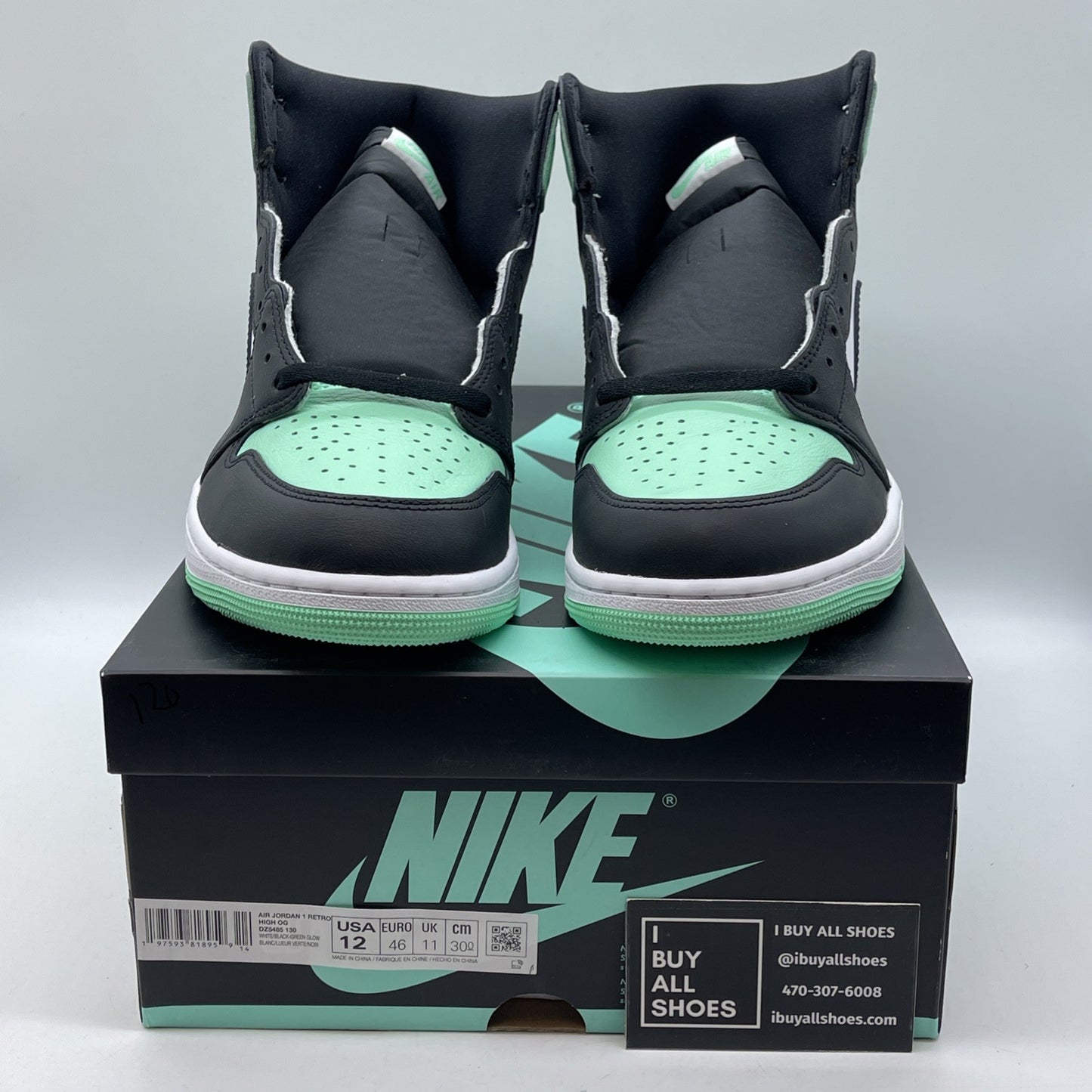 Size 12 - Air Jordan 1 Retro OG High Green Glow White Black (DZ5485-130)