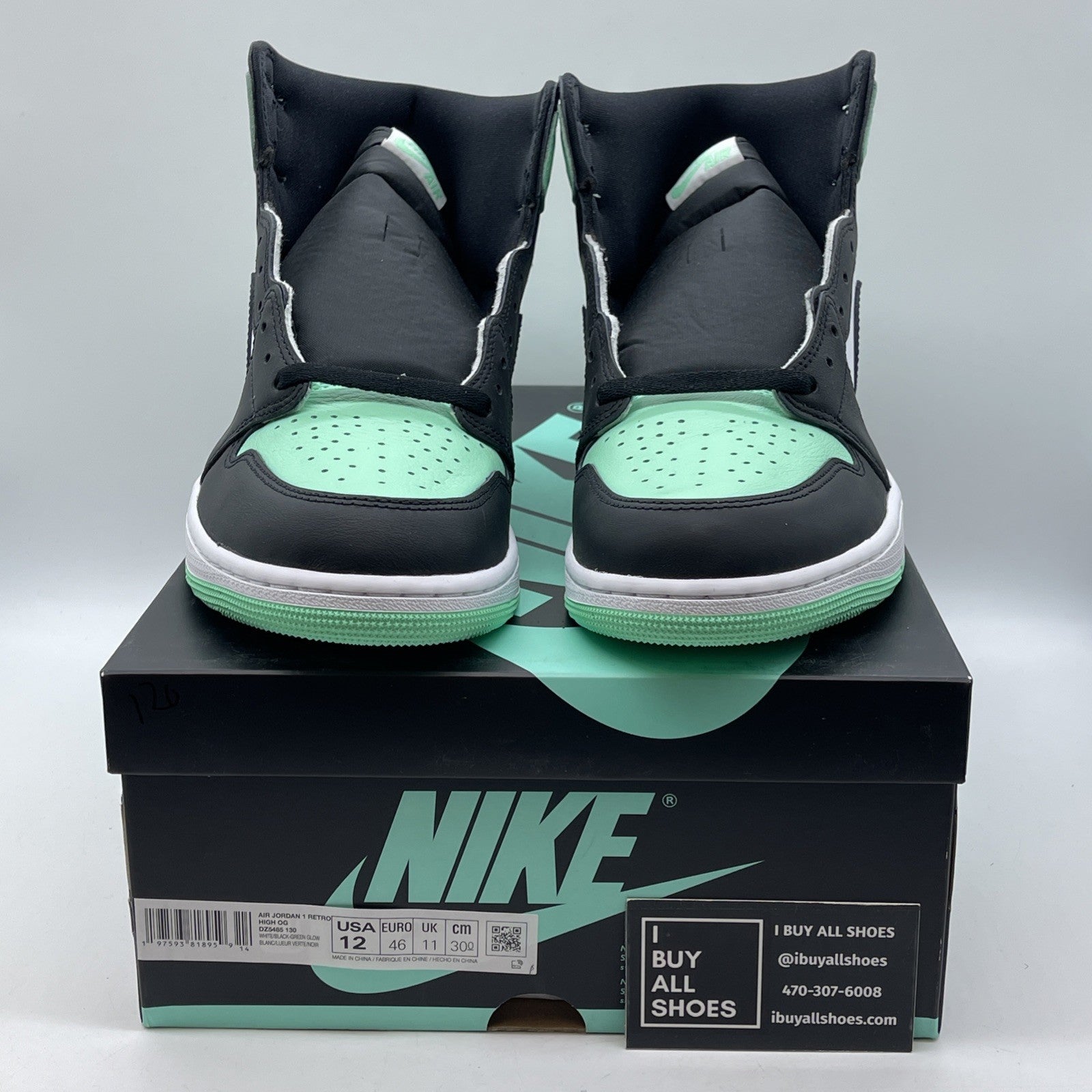 Size 12 - Air Jordan 1 Retro OG High Green Glow White Black (DZ5485-130)