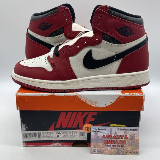 Size 6 (GS) - Jordan 1 Retro OG High Chicago Lost & Found White Red (FD1437-612)