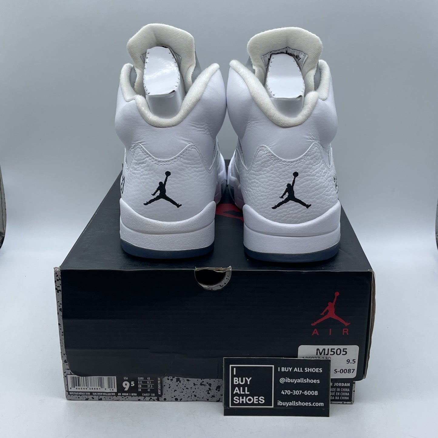 Size 9.5 - Air Jordan 5 Retro 2015 White Metallic (136027-130)