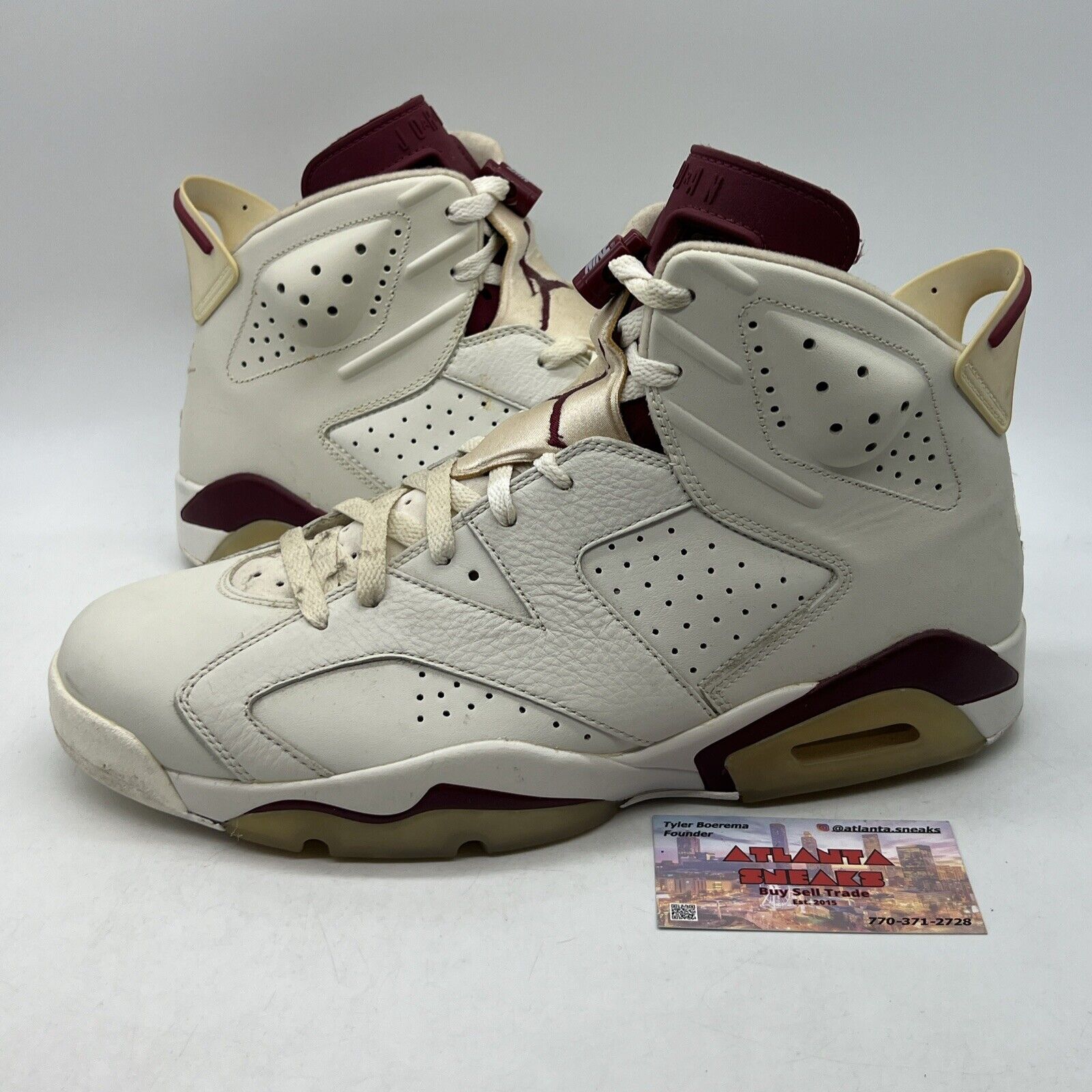 Size 12 - Air Jordan 6 Retro 2015 Maroon White Leather (384664-116)