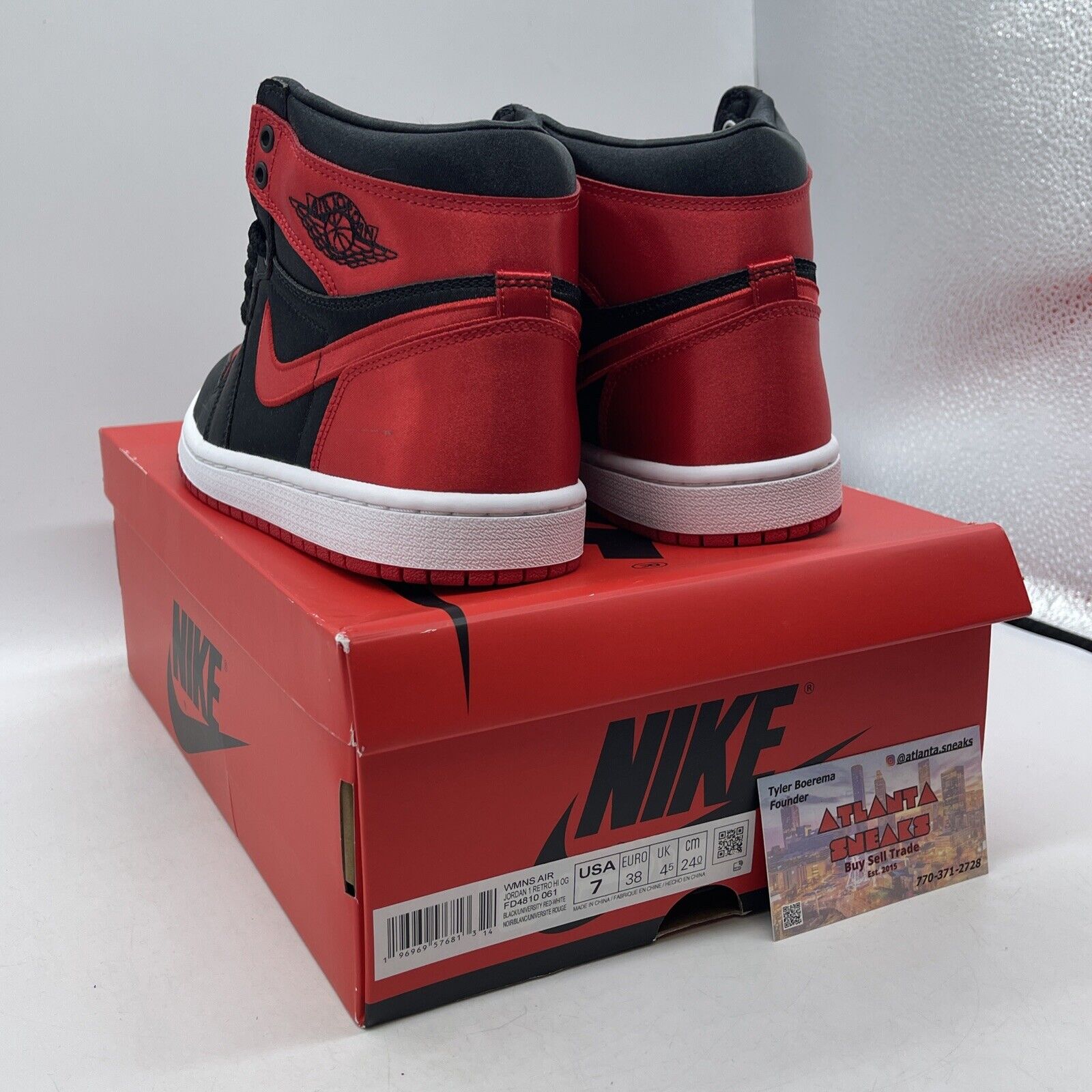 Size 7W - Air Jordan 1 Retro OG 2023 High Satin Bred Black White (FD4810-061)