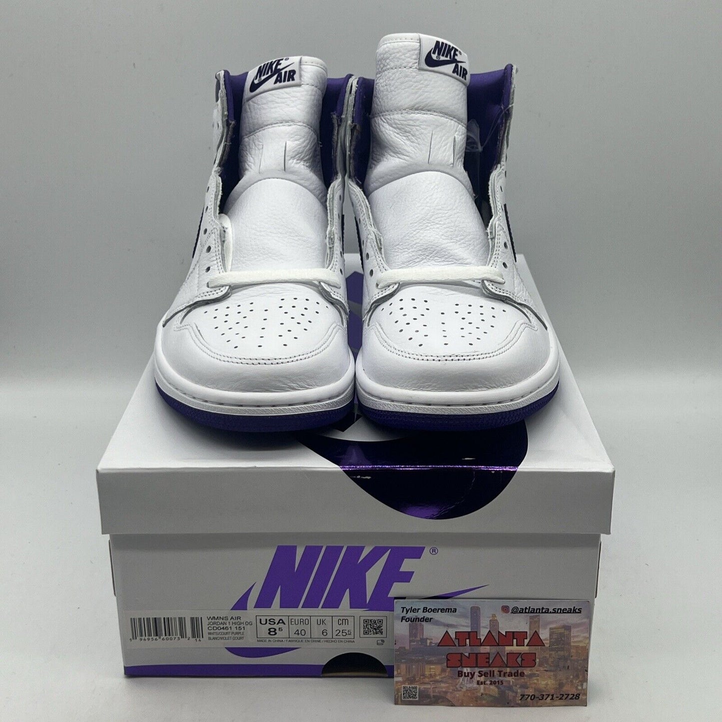 Size 8.5 - Jordan 1 Retro High Court Purple W Brand New Og All