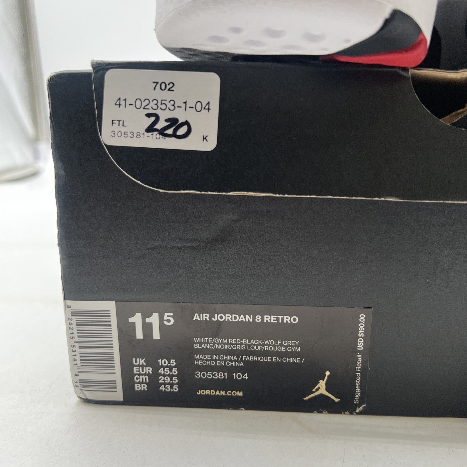 Size 11.5 - Air Jordan 8 Retro Alternate (305381-104)
