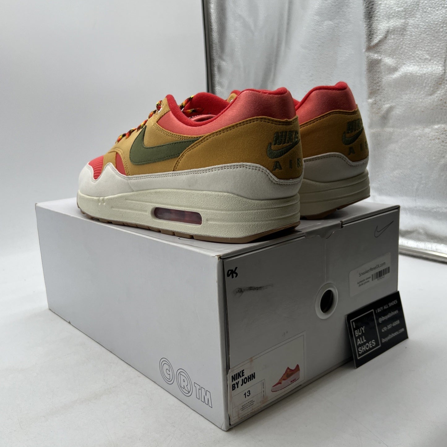 Size 13 - Air Max 1 nike by you (CN9671-991) Bright Crimson Grey
