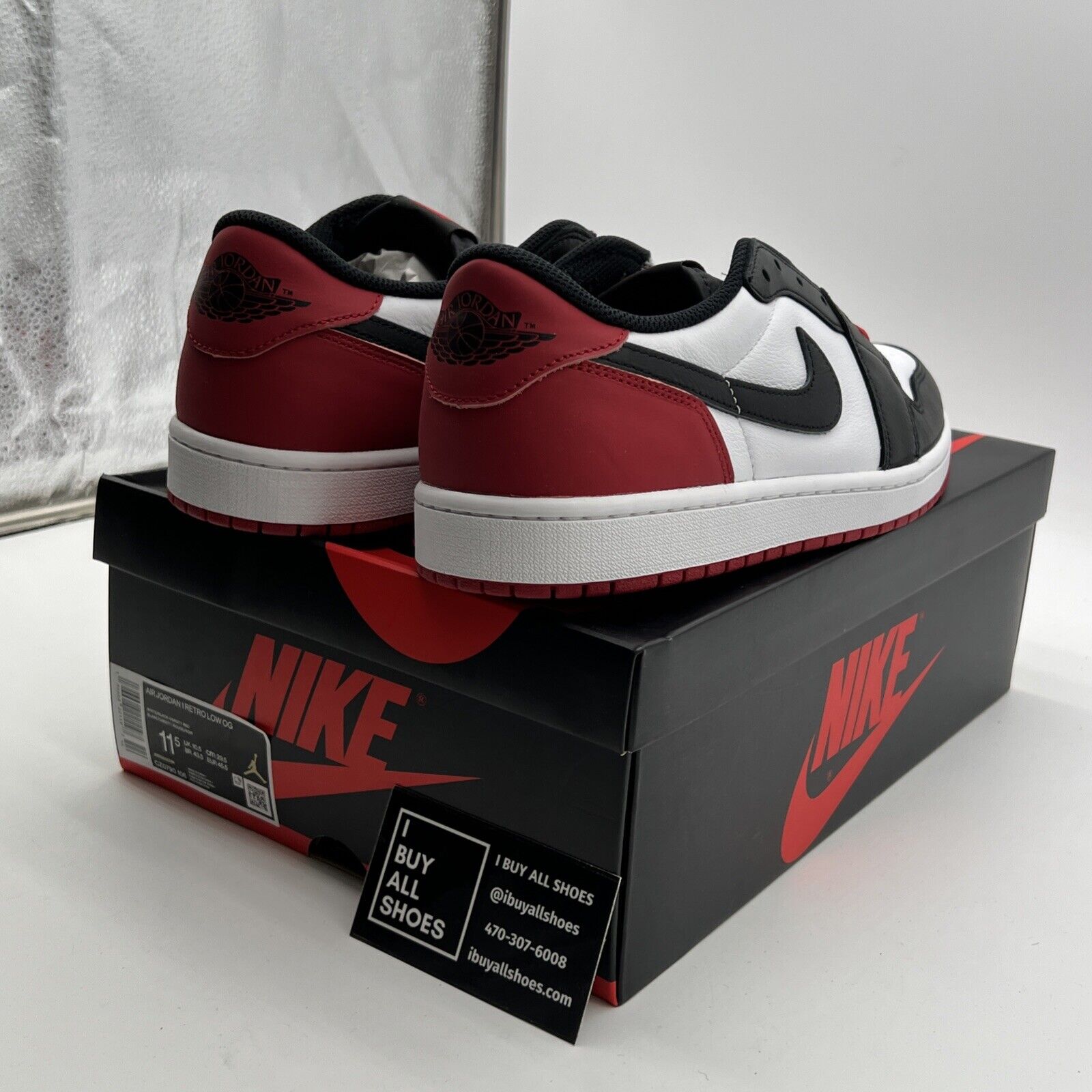 Size 11.5 - Air Jordan 1 Retro OG Low Black Toe (CZ0790-106)