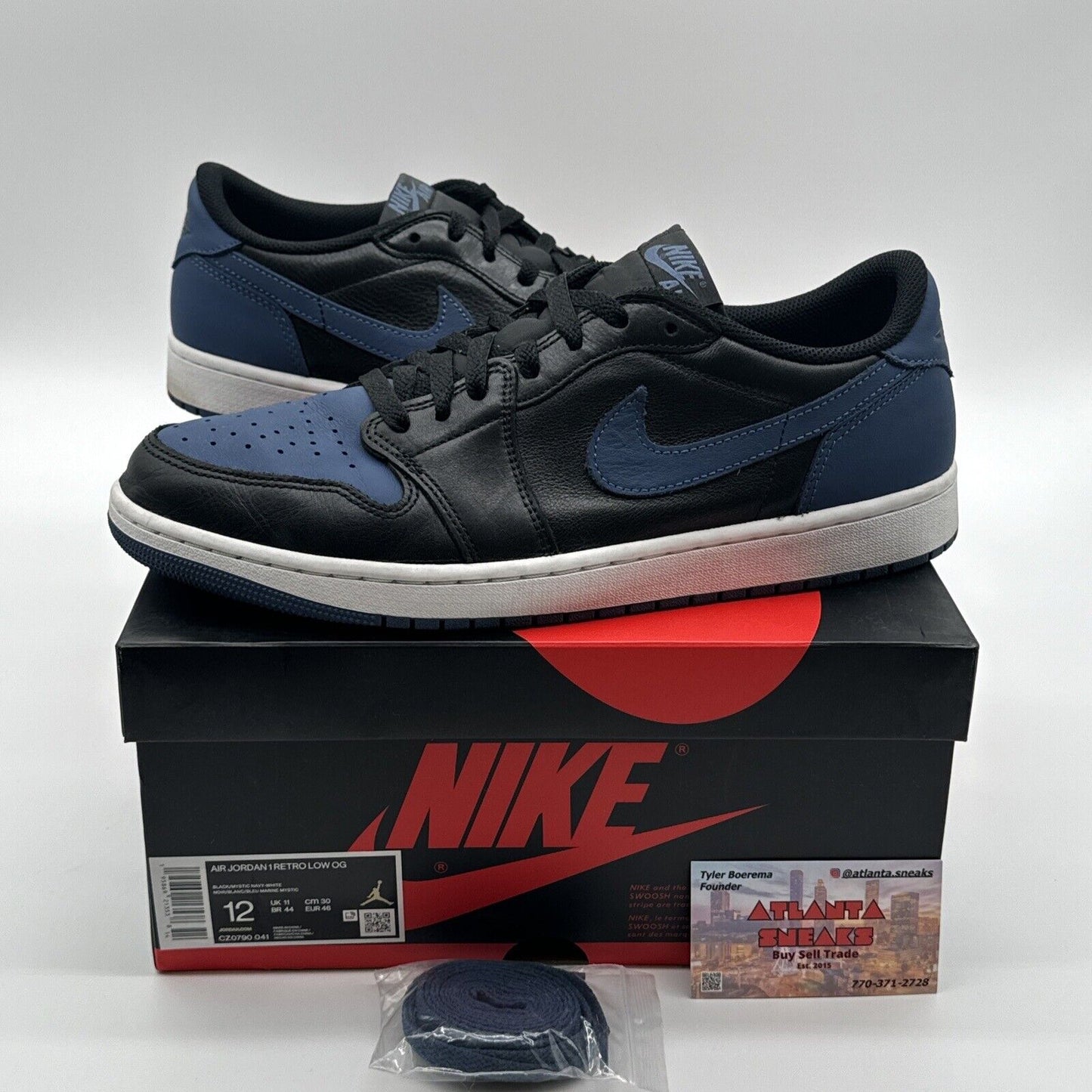 Size 12 - Jordan 1 Low OG Mystic Navy Blue Black Nice Leather OG All Mj Bball