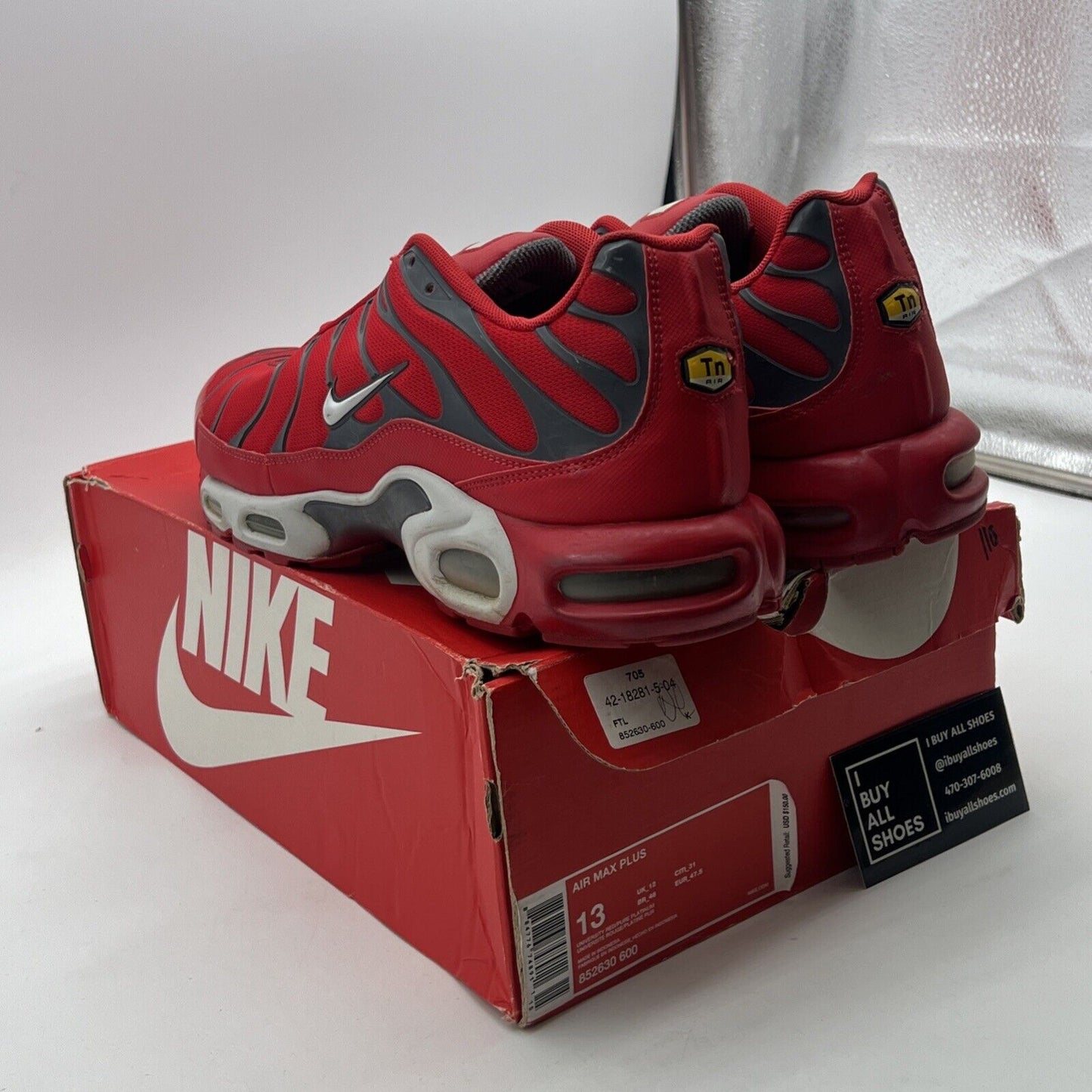 Size 13 - Nike Air Max Plus Red Pure Platinum (852630-600)