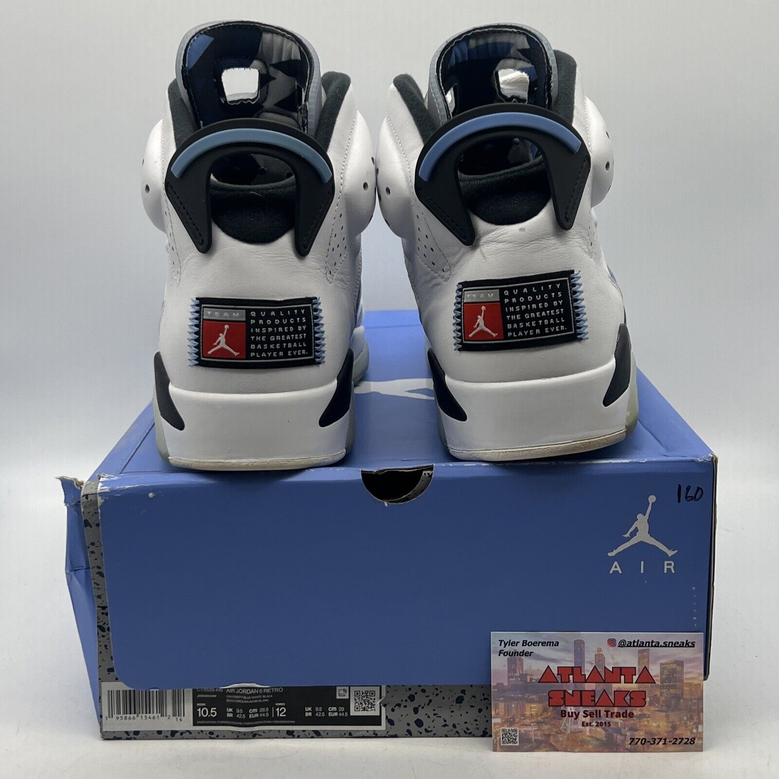 Size 10.5 - Jordan 6 Retro Mid UNC Home White Blue Black Suede (CT8529-410)