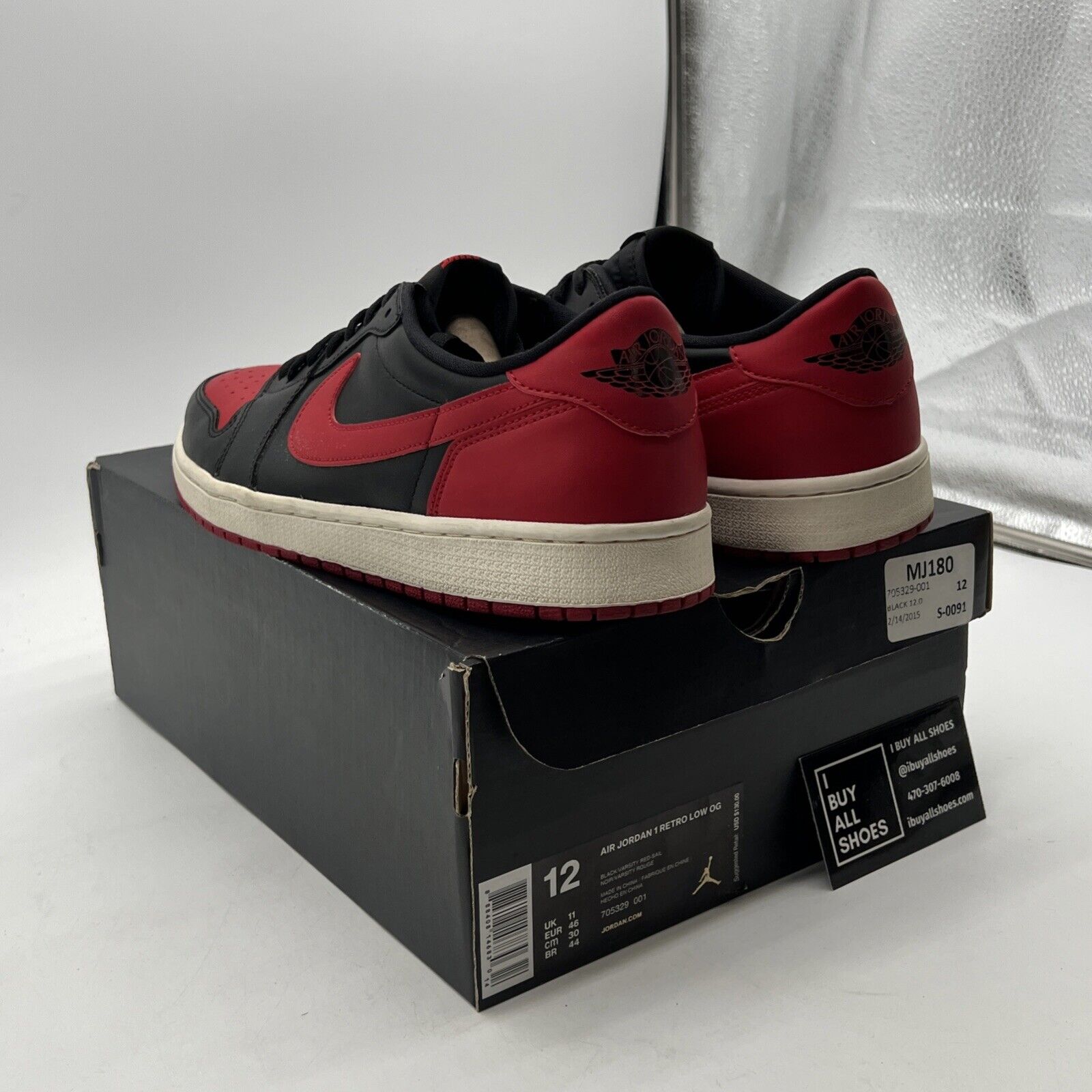 Size 12 - Air Jordan 1 Retro OG Low Bred (705329-001)