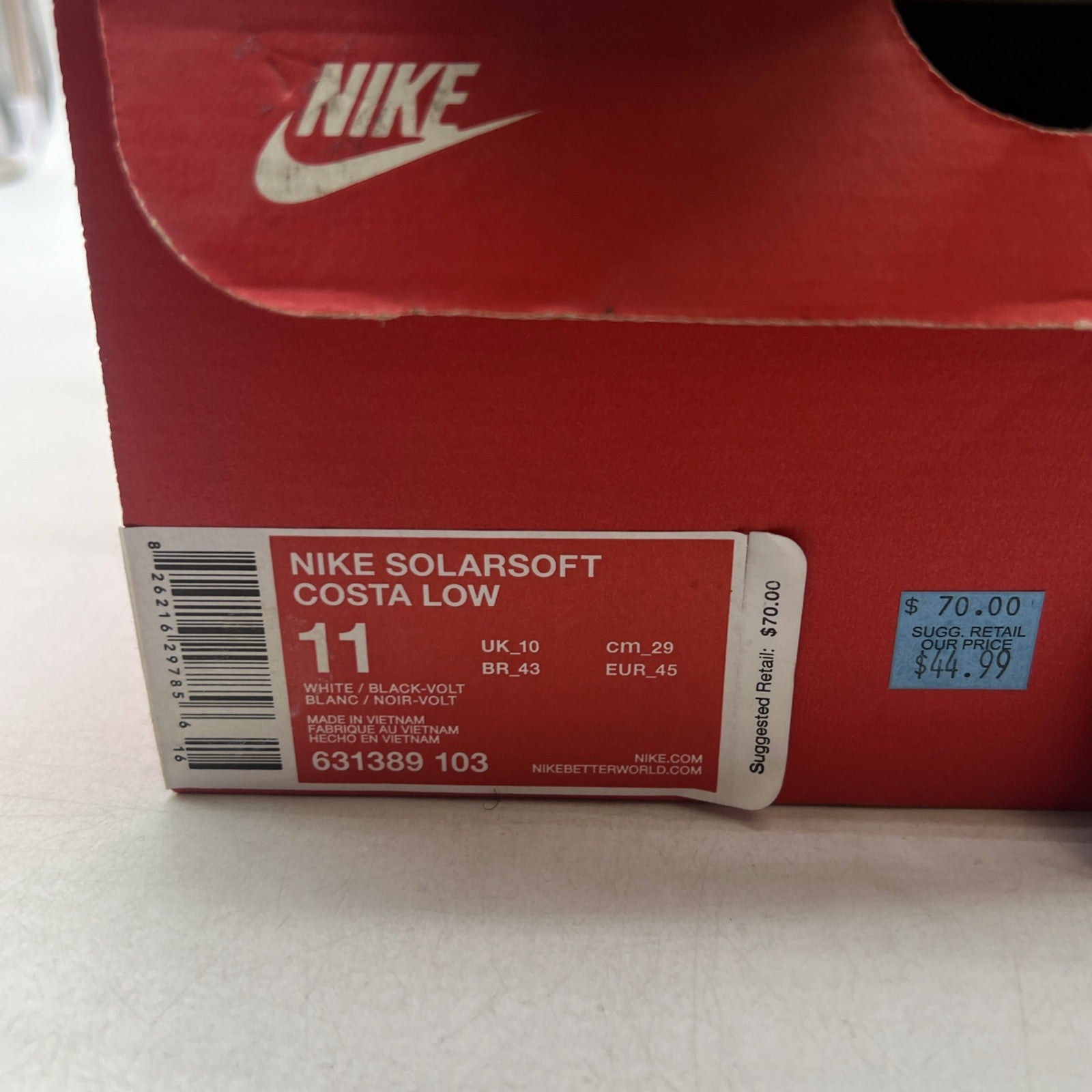 Size 11 - Nike SolarSoft Costa Low White Volt (631389-103)