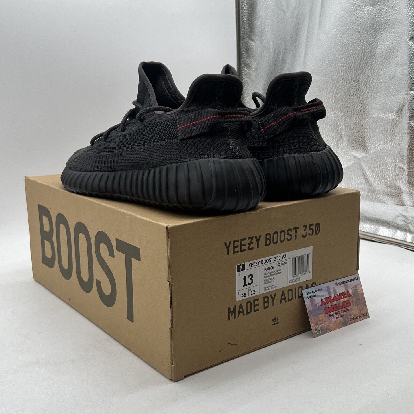 Size 13 - adidas Yeezy Boost 350 V2 Low Black Non-Reflective (FU9006)