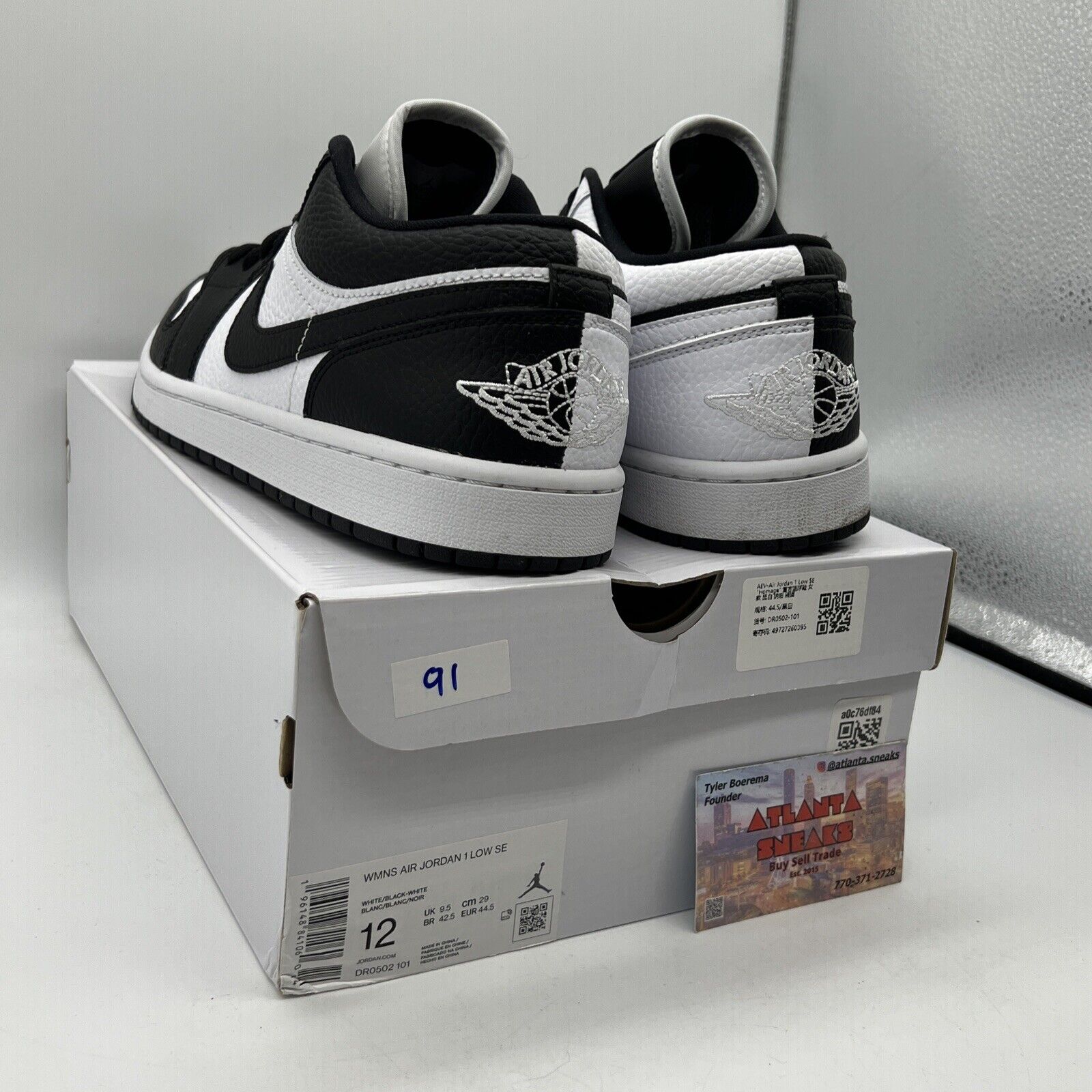 Size 12 - Air Jordan 1 SE Low Homage W Black White Leather