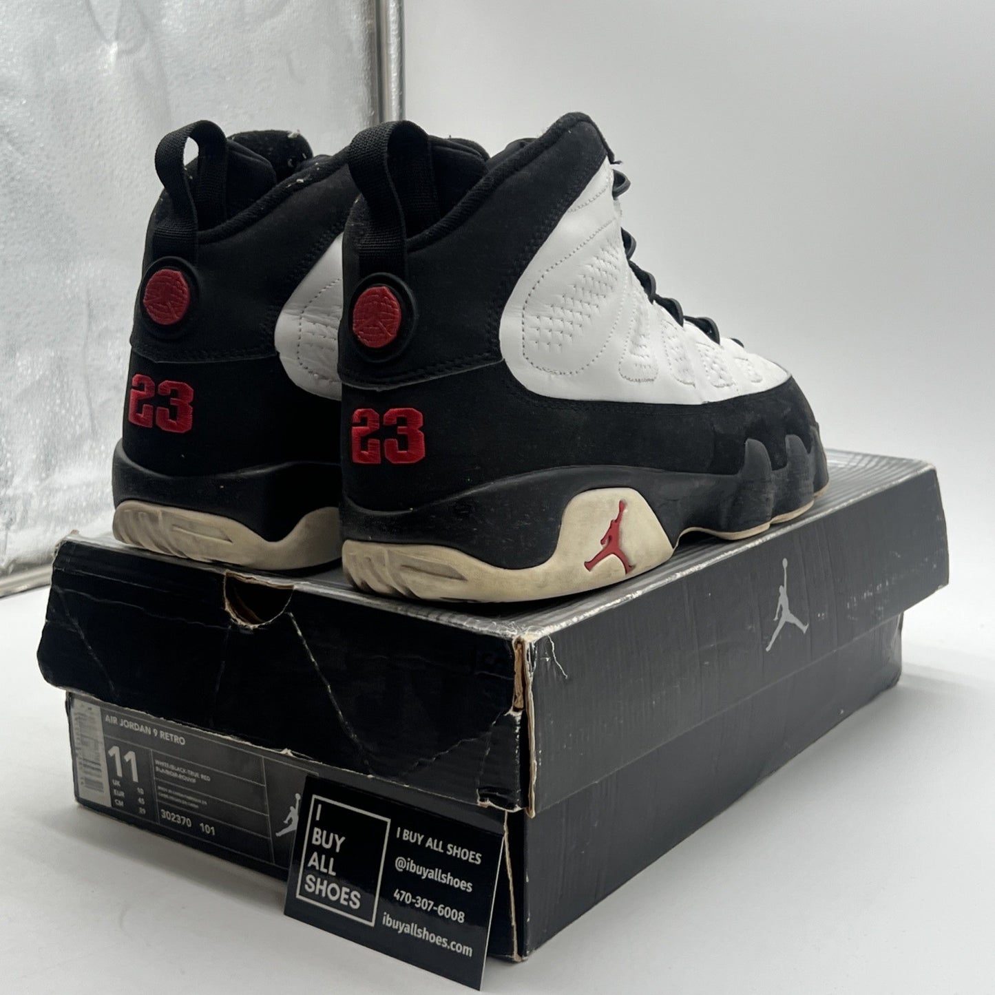 Size 11 - Air Jordan 9 Retro 2002 White Black Red (302370-101)