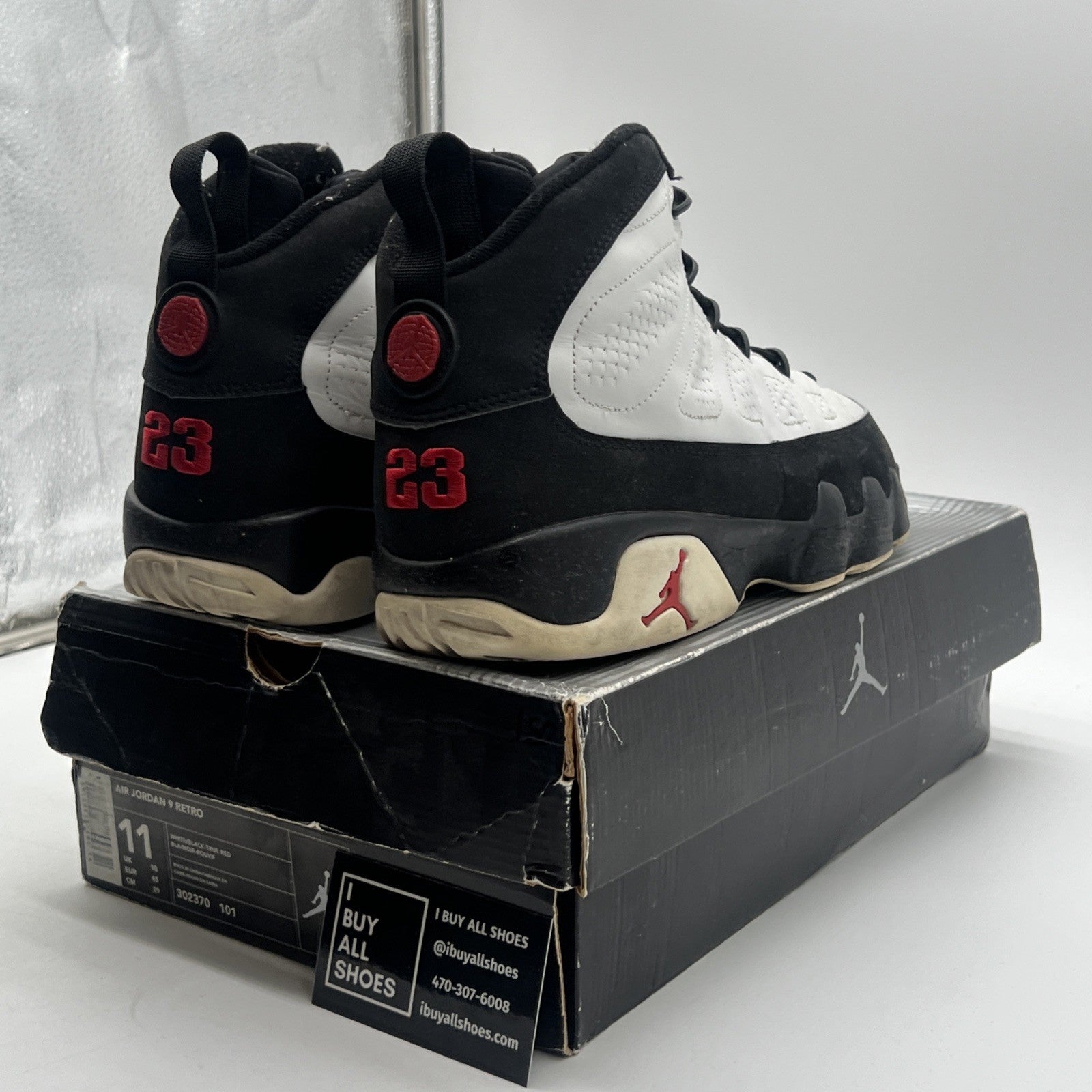 Size 11 - Air Jordan 9 Retro 2002 White Black Red (302370-101)