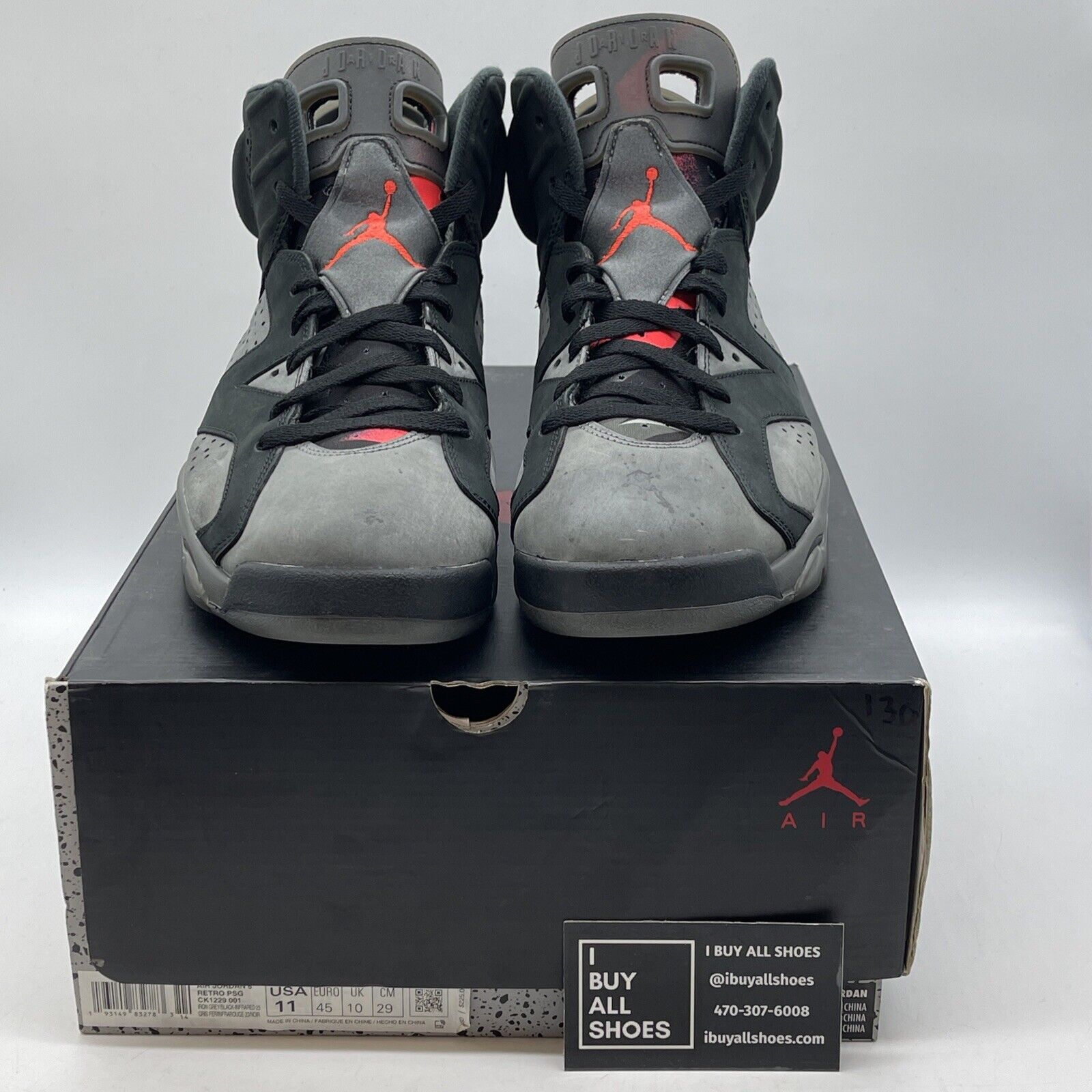 Size 11 - Paris Saint-Germain x Air Jordan 6 Retro Iron Grey Black (CK1229-001)