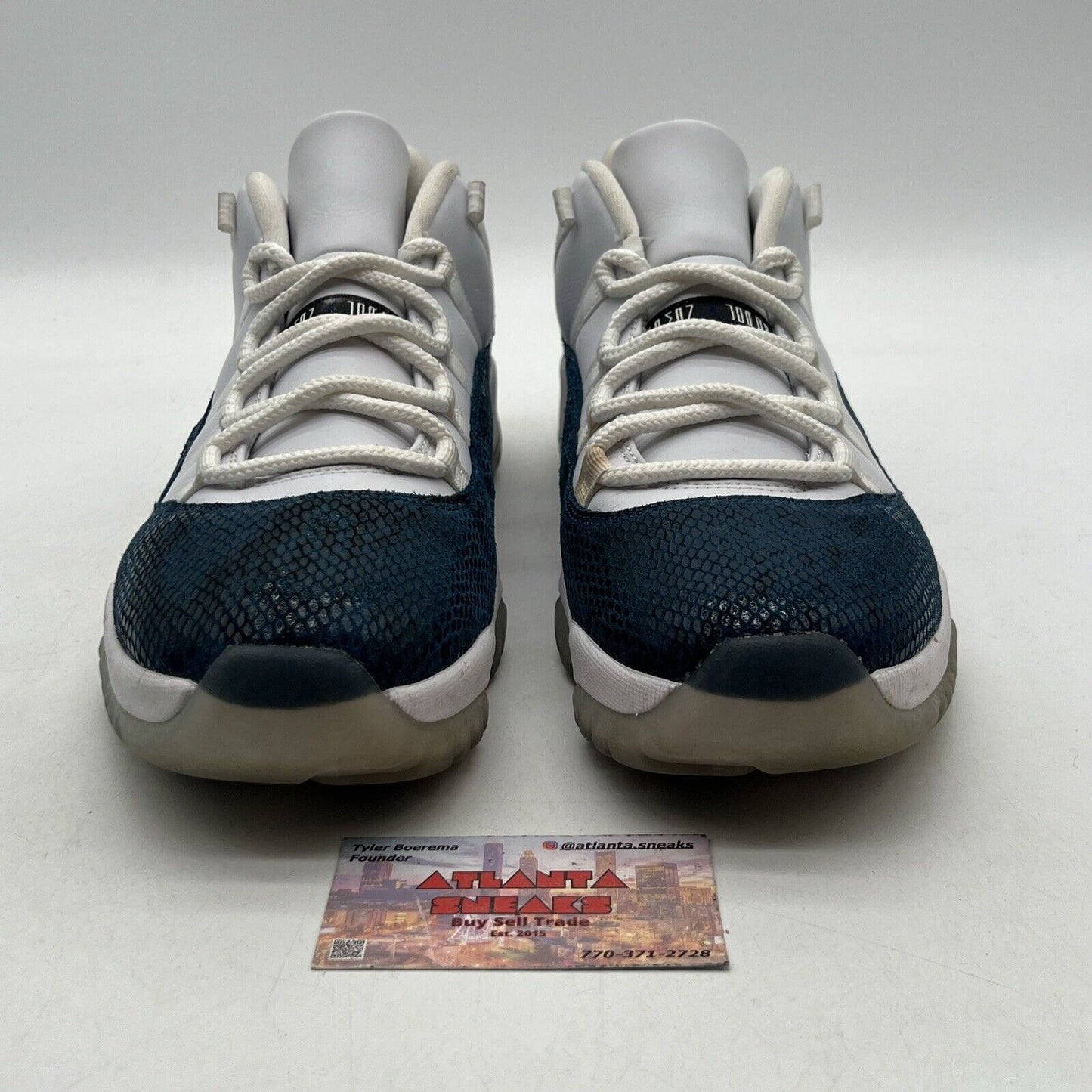 Size 12 - Jordan 11 Retro Low Snakeskin 2019 White Blue Leather (CD6846-102)