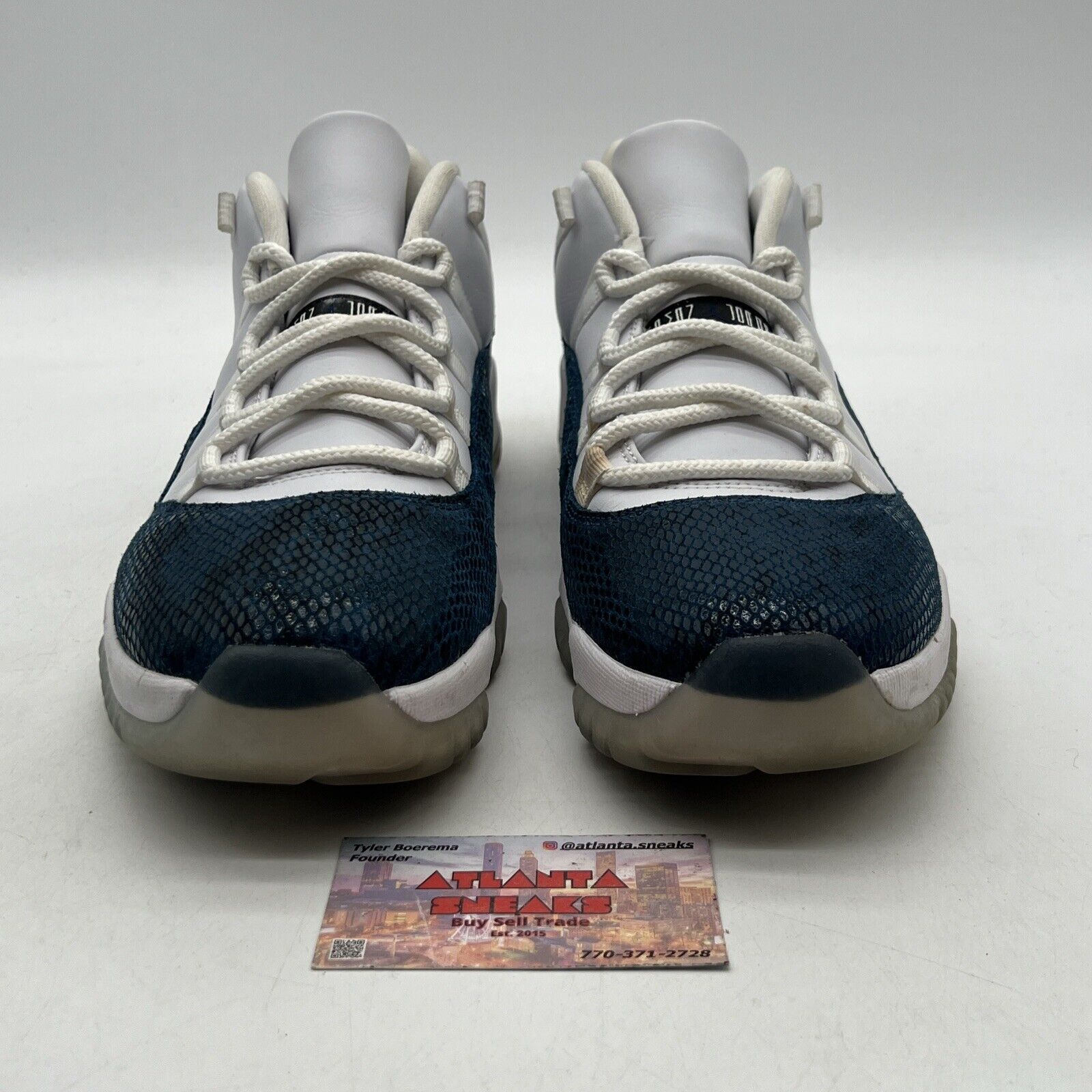 Size 12 - Jordan 11 Retro Low Snakeskin 2019 White Blue Leather (CD6846-102)