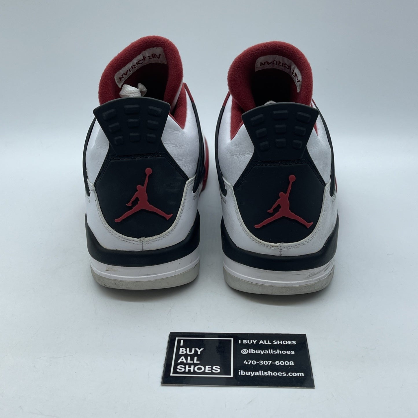 Size 9.5 - Jordan 4 Retro Fire Red White Black Suede (308497-110)